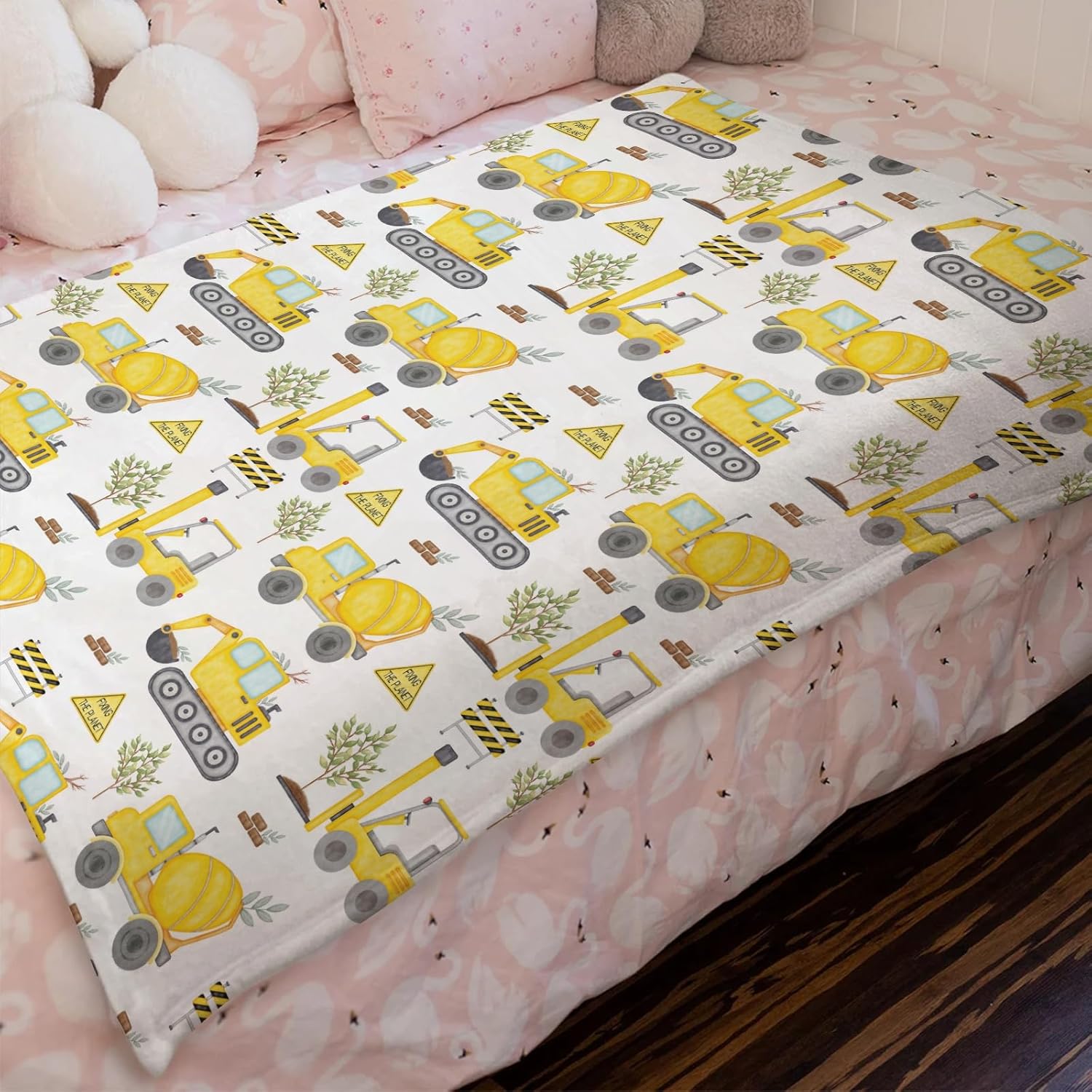 Hwmmbh Baby Construction Truck Flannel Blanket 1