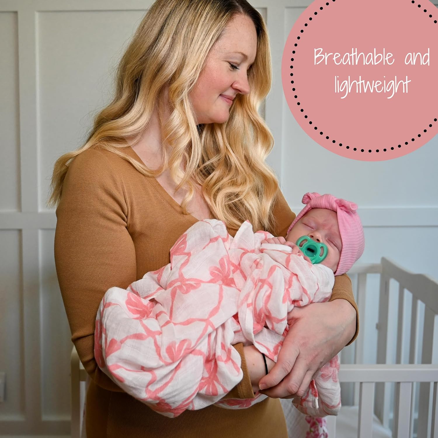 LollyBanks Pink Bow Swaddle Blanket for Girls