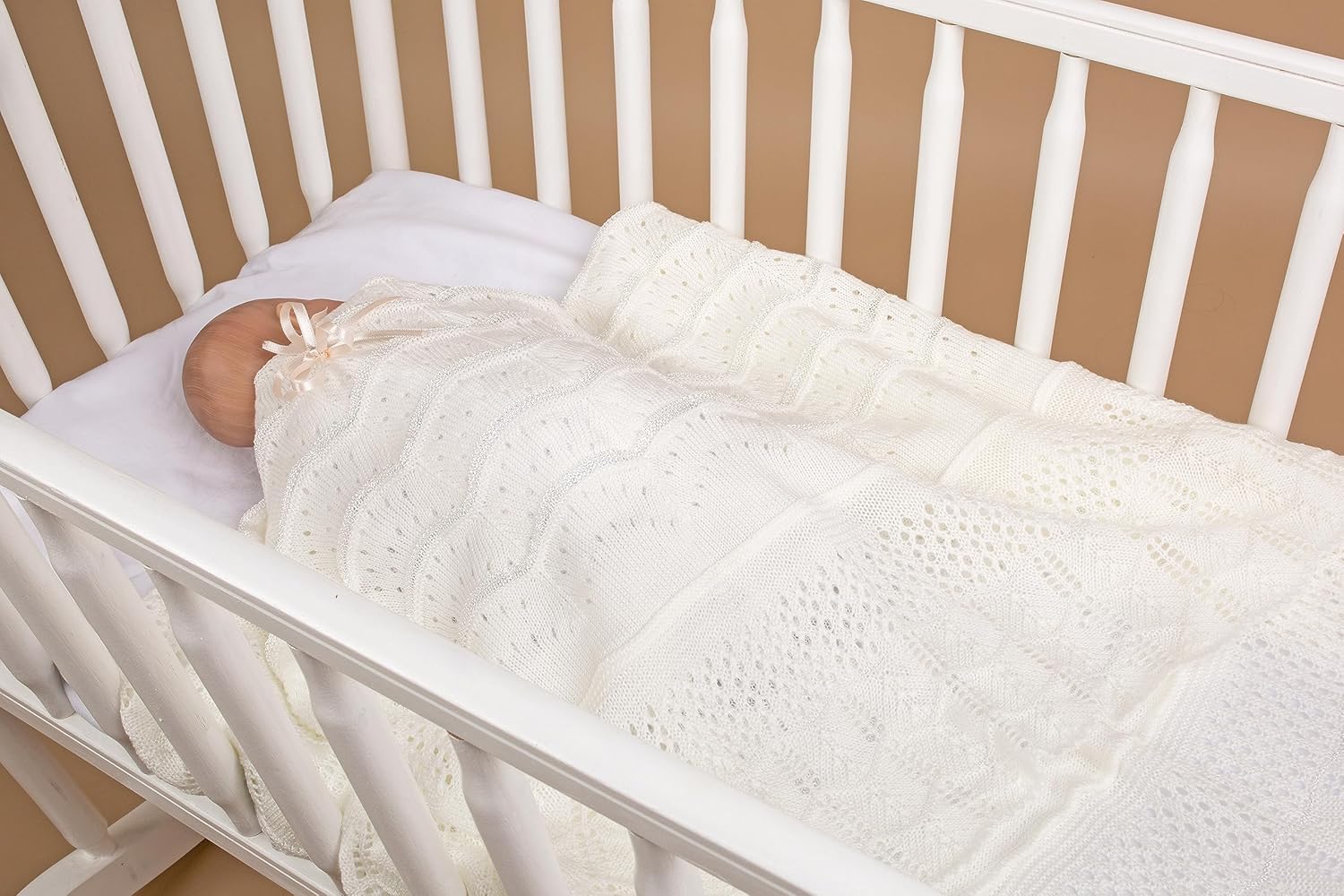 SUMA Ivory Baby Blanket - Christening Shawl 40x50 Inches