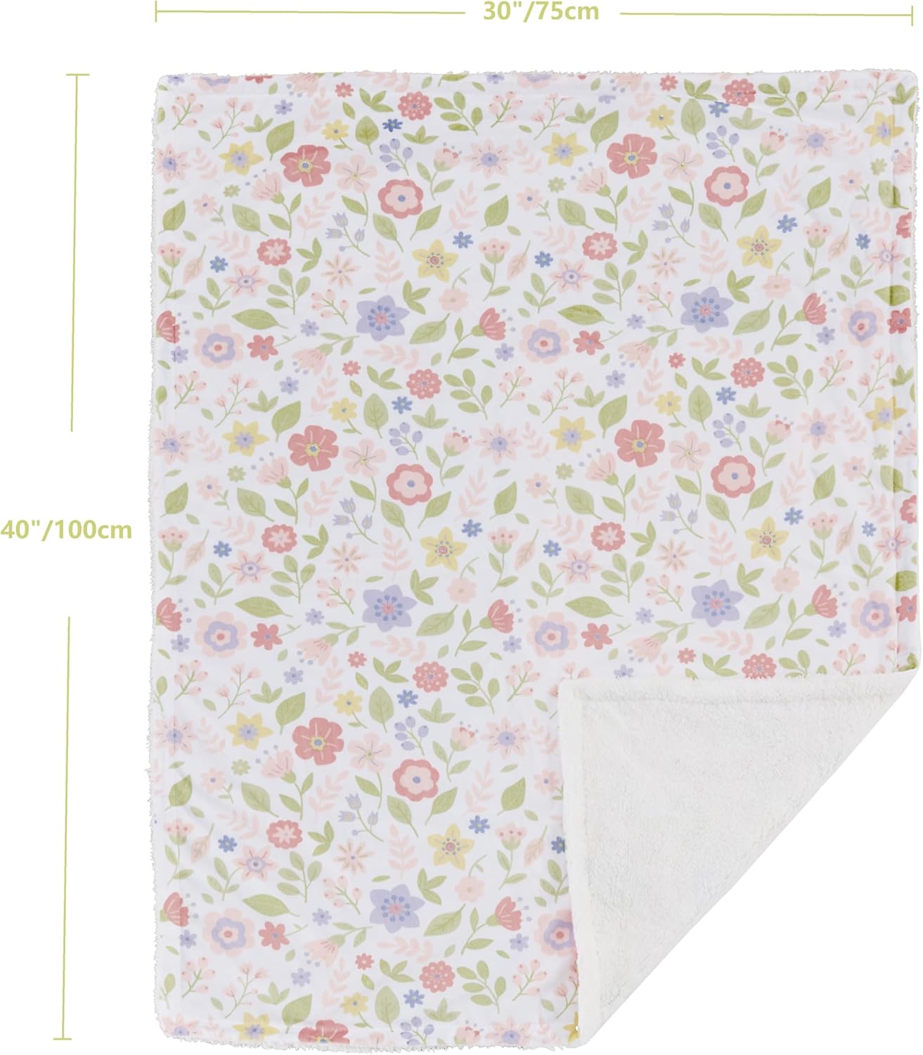 CREVENT 30X40 Daisy Baby Blanket with Fluffy Sherpa