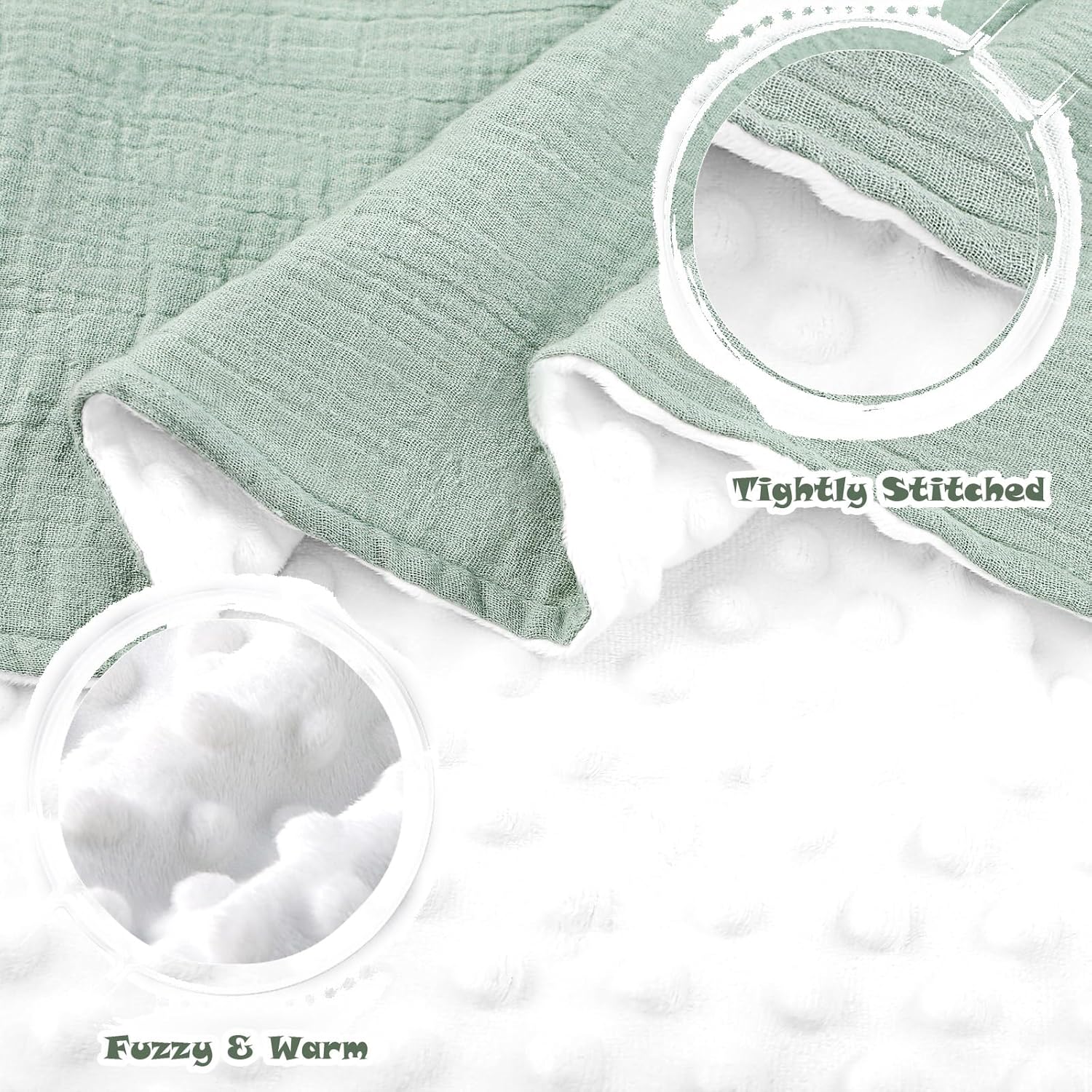 Hooyax Muslin Baby Blanket 30 x 40 Green 1