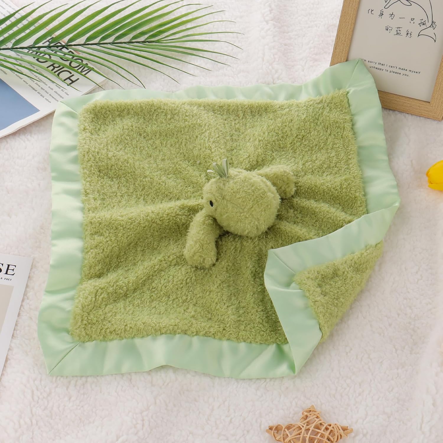 Apricot Lamb Dinosaur Security Blanket 13 Inches