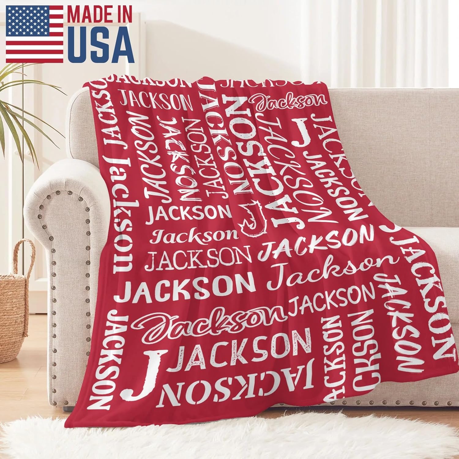 Deven Name Text Red Personalized Baby Blanket - 30x40 Inches