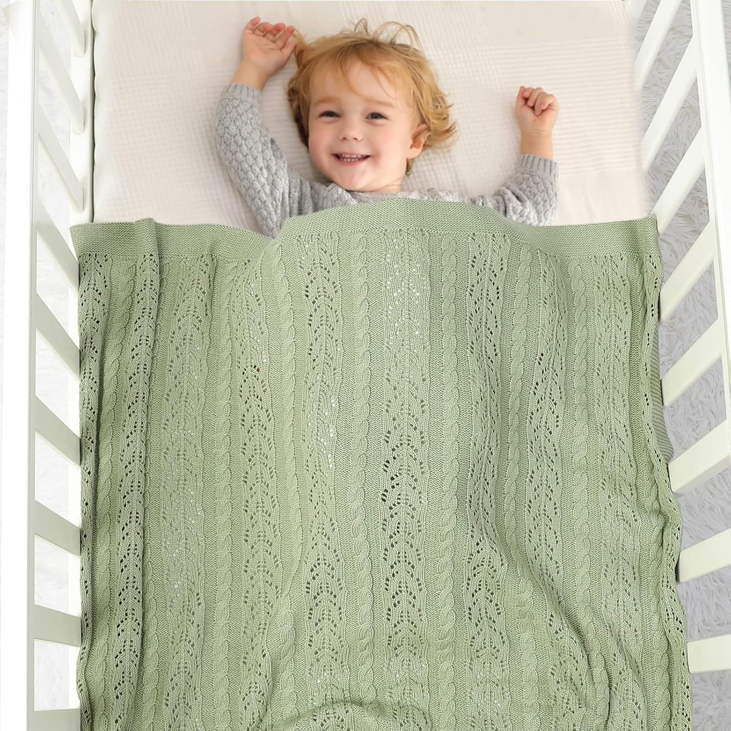 LAWKUL Neutral Knit Baby Blanket 40x30 Inches
