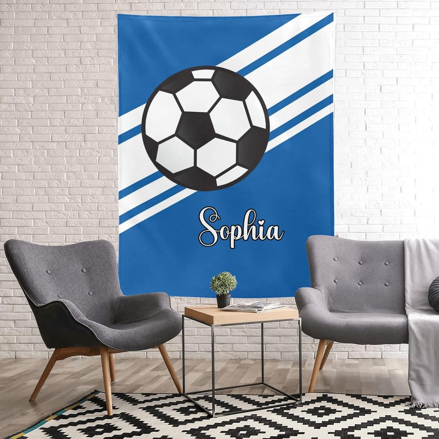 Custom Soccer Ball Blanket with Name for Newborn