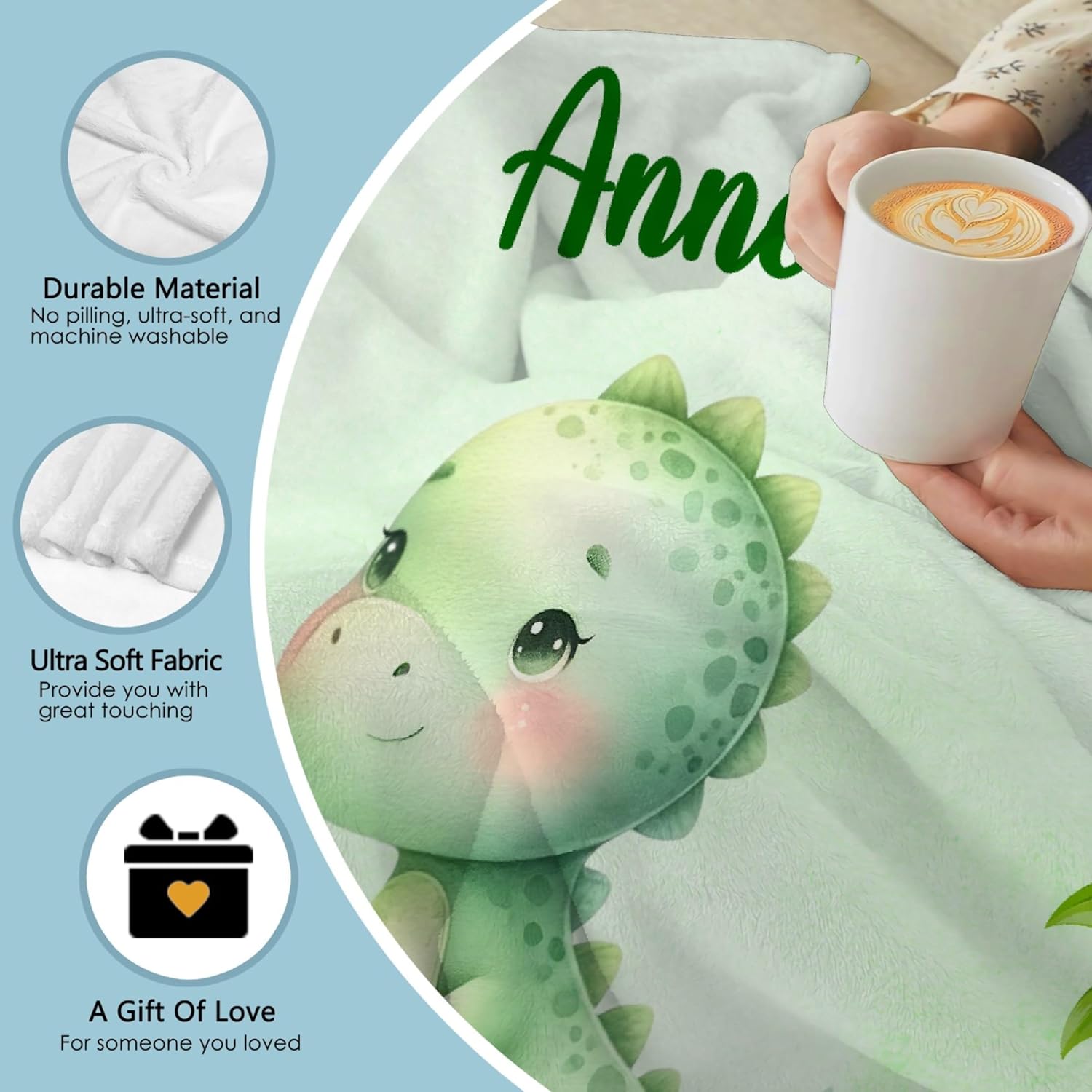 Aniruddha Custom Dinosaur Baby Name Blanket