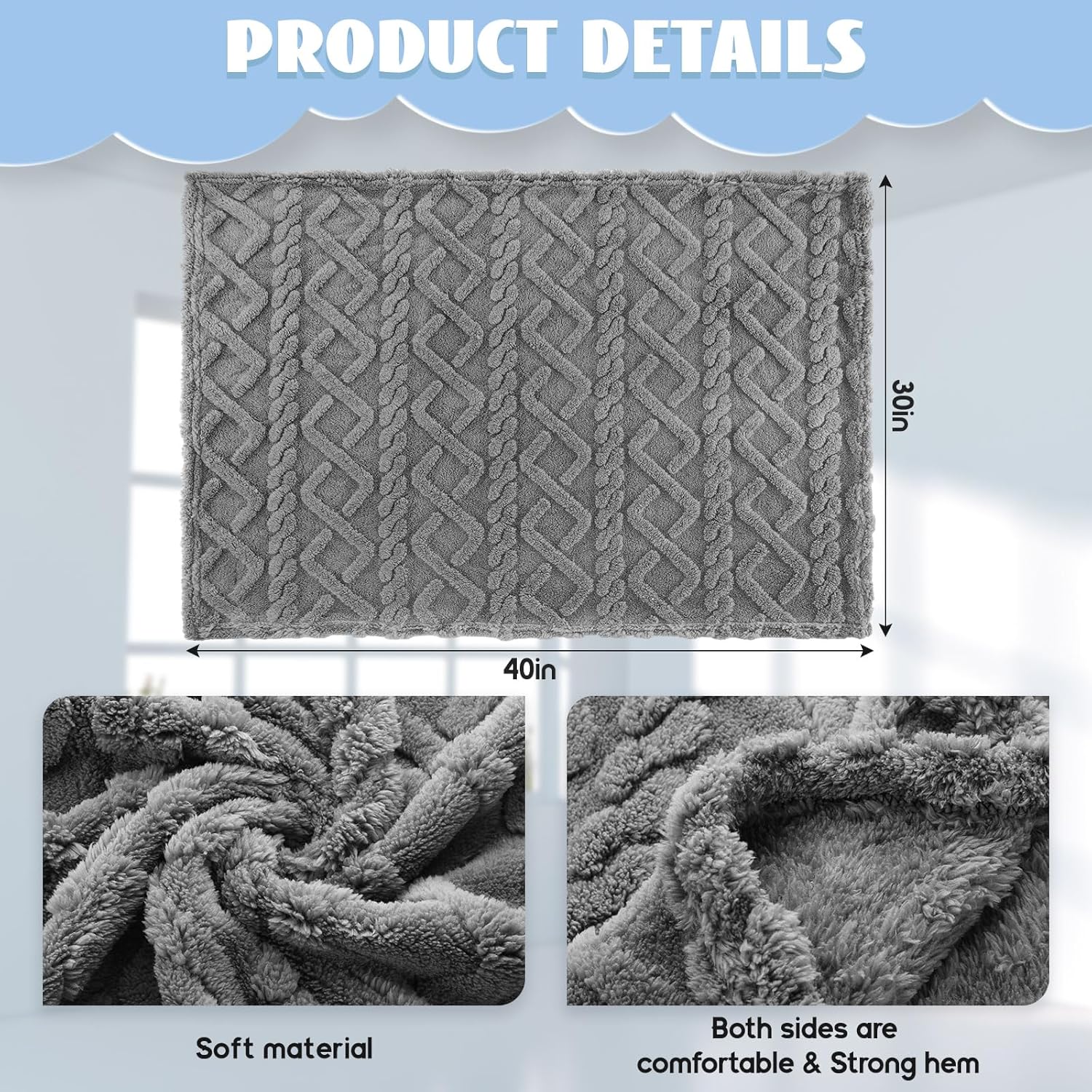 VitalCozy 4 Pcs 30x40 Baby Blanket Set with 3D Fluffy Texture