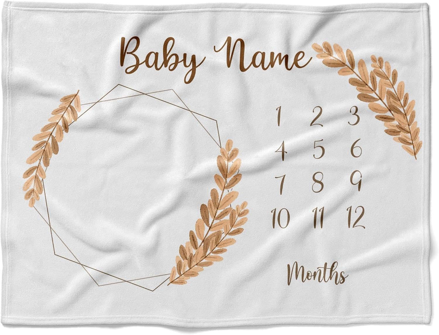 Personalized Wheat Milestone Baby Blanket with Custom Name