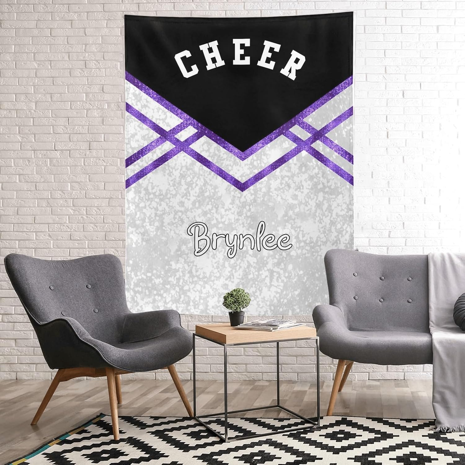 Custom Personalized Baby Blanket with Name Black Purple 30x40 Inches