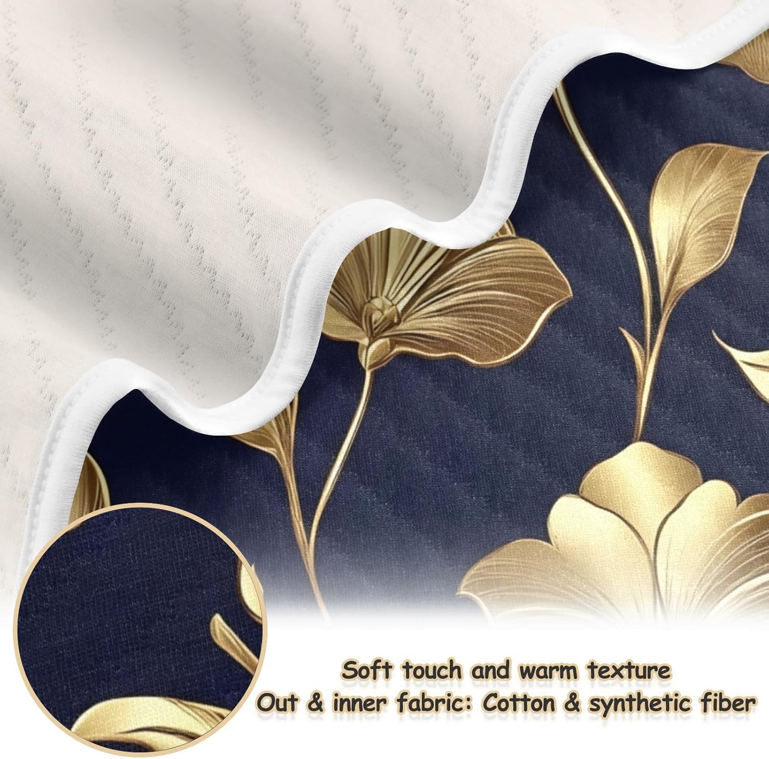 WELLDAY Golden Flowers Baby Blanket 30x40 Inch