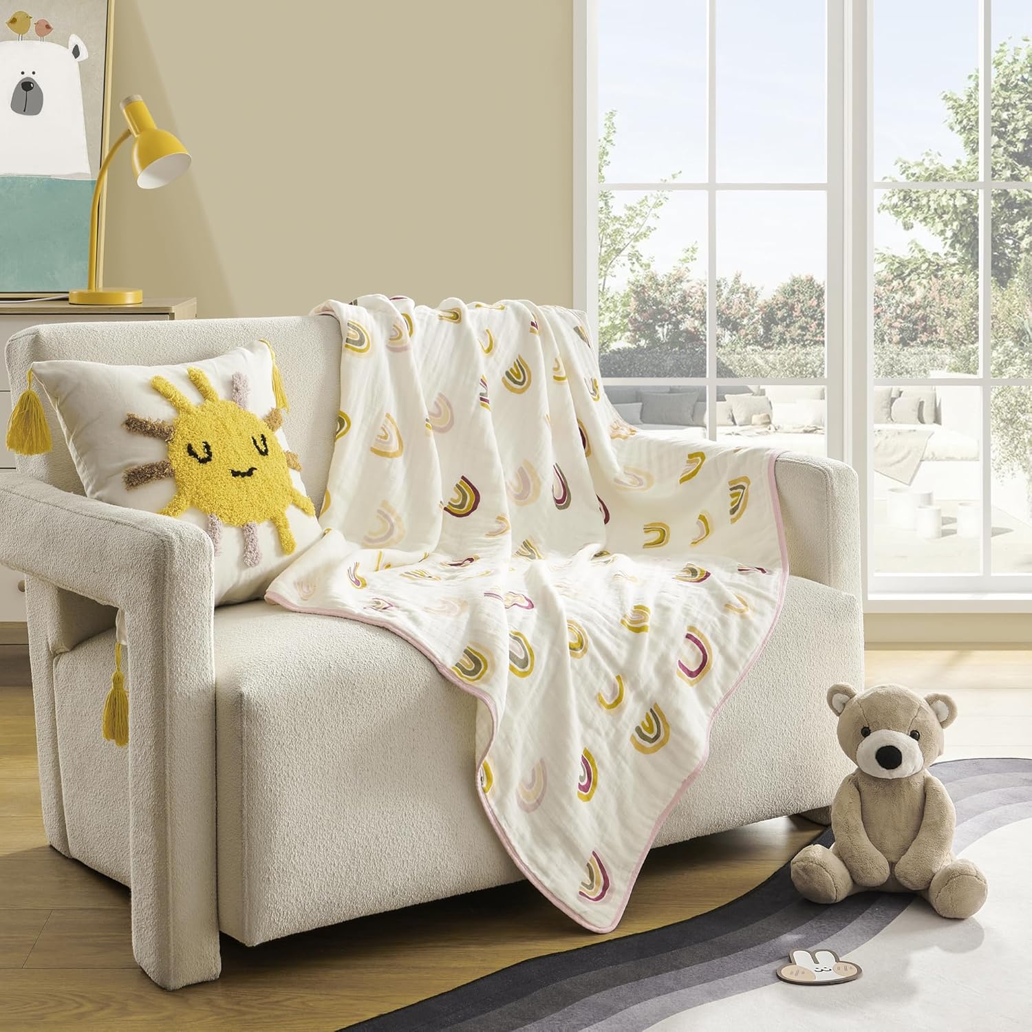 ZPECC 47x47 Muslin Blanket for Baby 8-Layer Organic Cotton Hypoallergenic