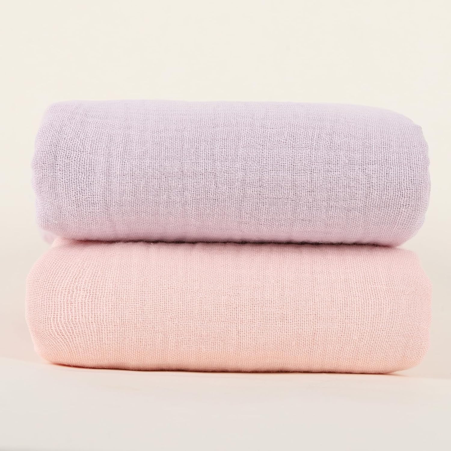 Synrroe Muslin Swaddle Blankets 2 Pack - 40x40 Inches Soft Breathable Baby Blankets