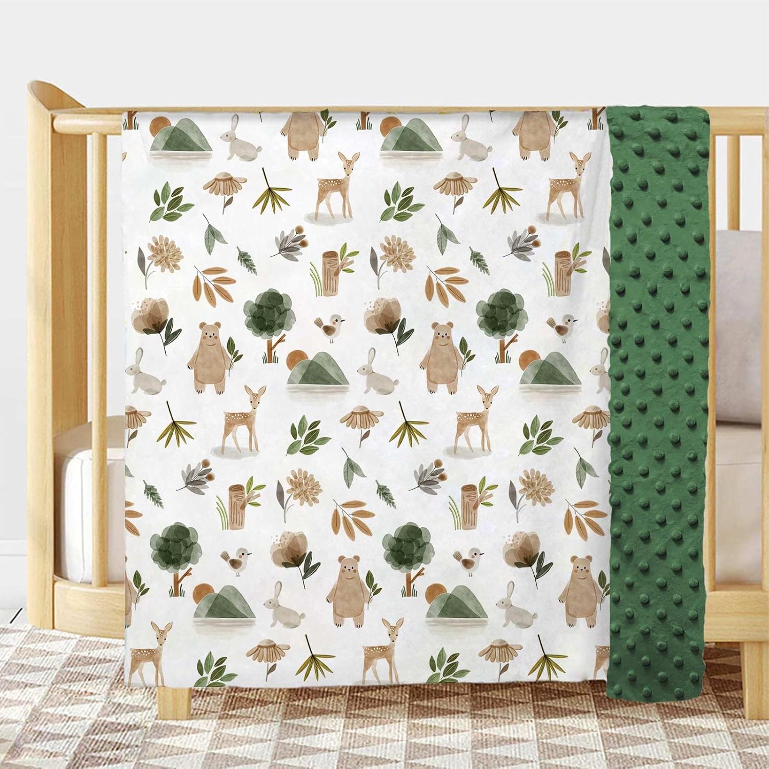Woodland Baby Blanket Soft Flannel Forest Animals Design