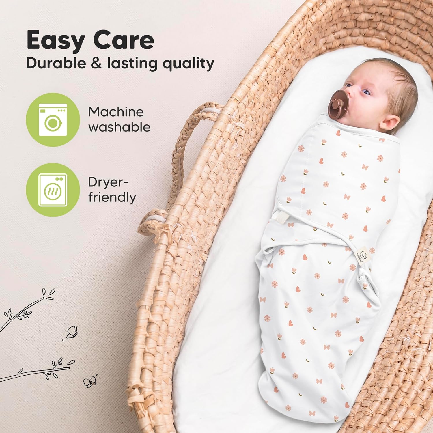 KeaBabies 3-Pack Organic Sleep Sacks for Newborns 0-3 Months