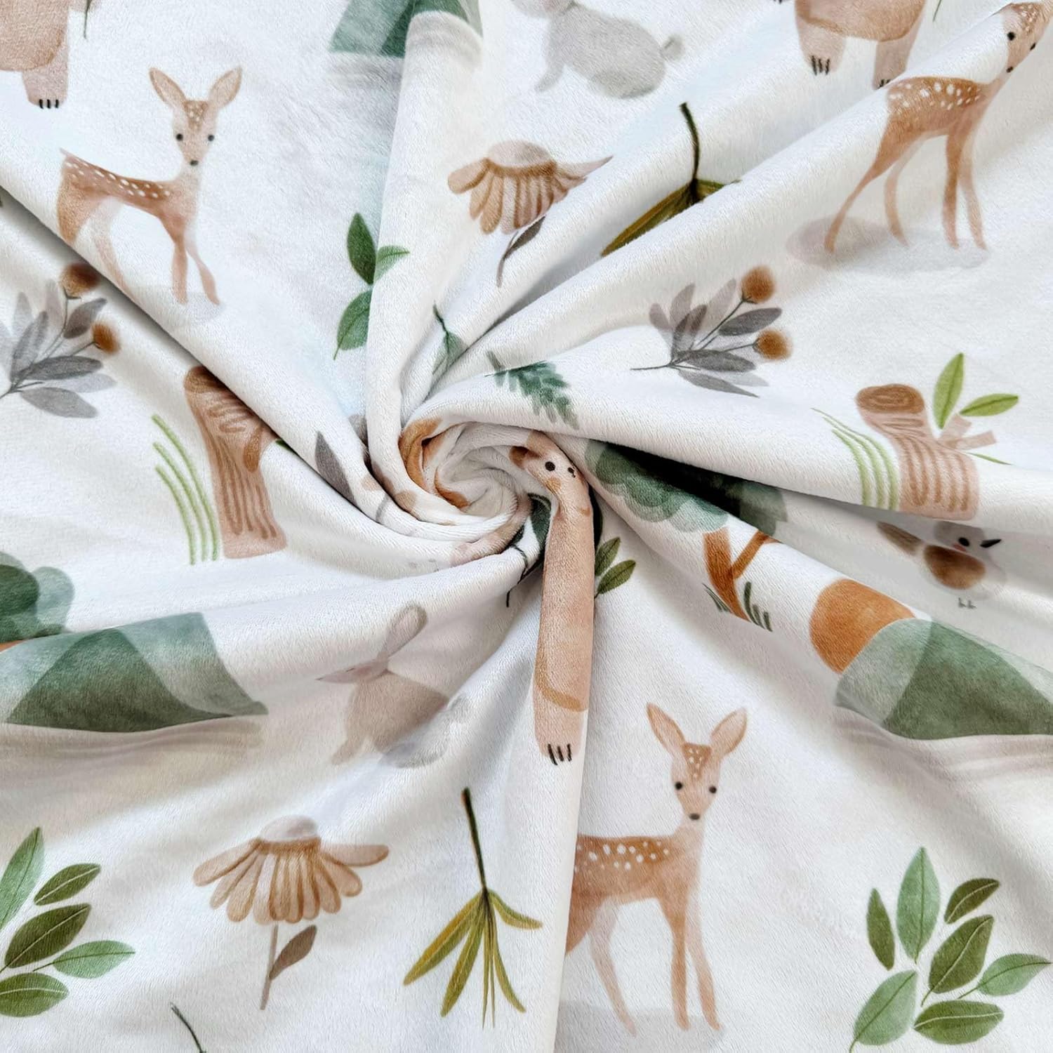 Woodland Baby Blanket Soft Flannel Forest Animals Design