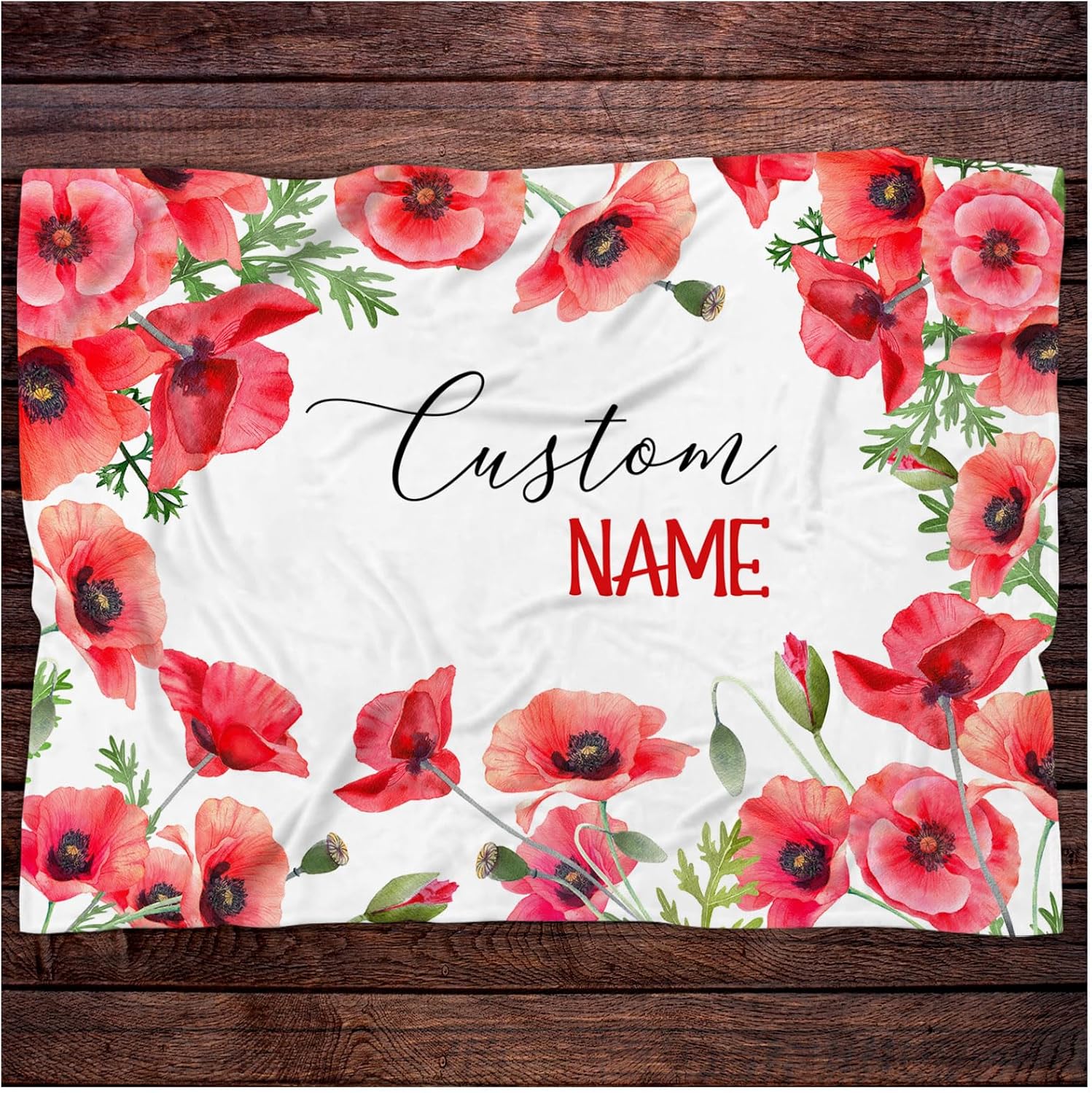 Personalized Poppies Baby Blanket Custom Crib Decor