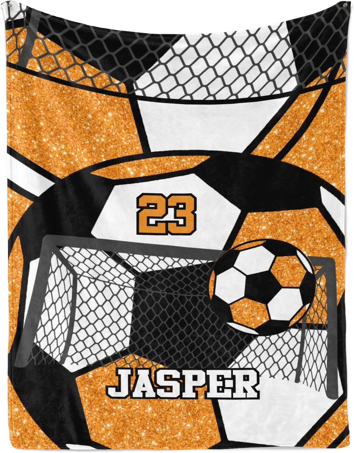 Deven Sport Soccer Orange Personalized Baby Blanket - Custom Name 30x40 in