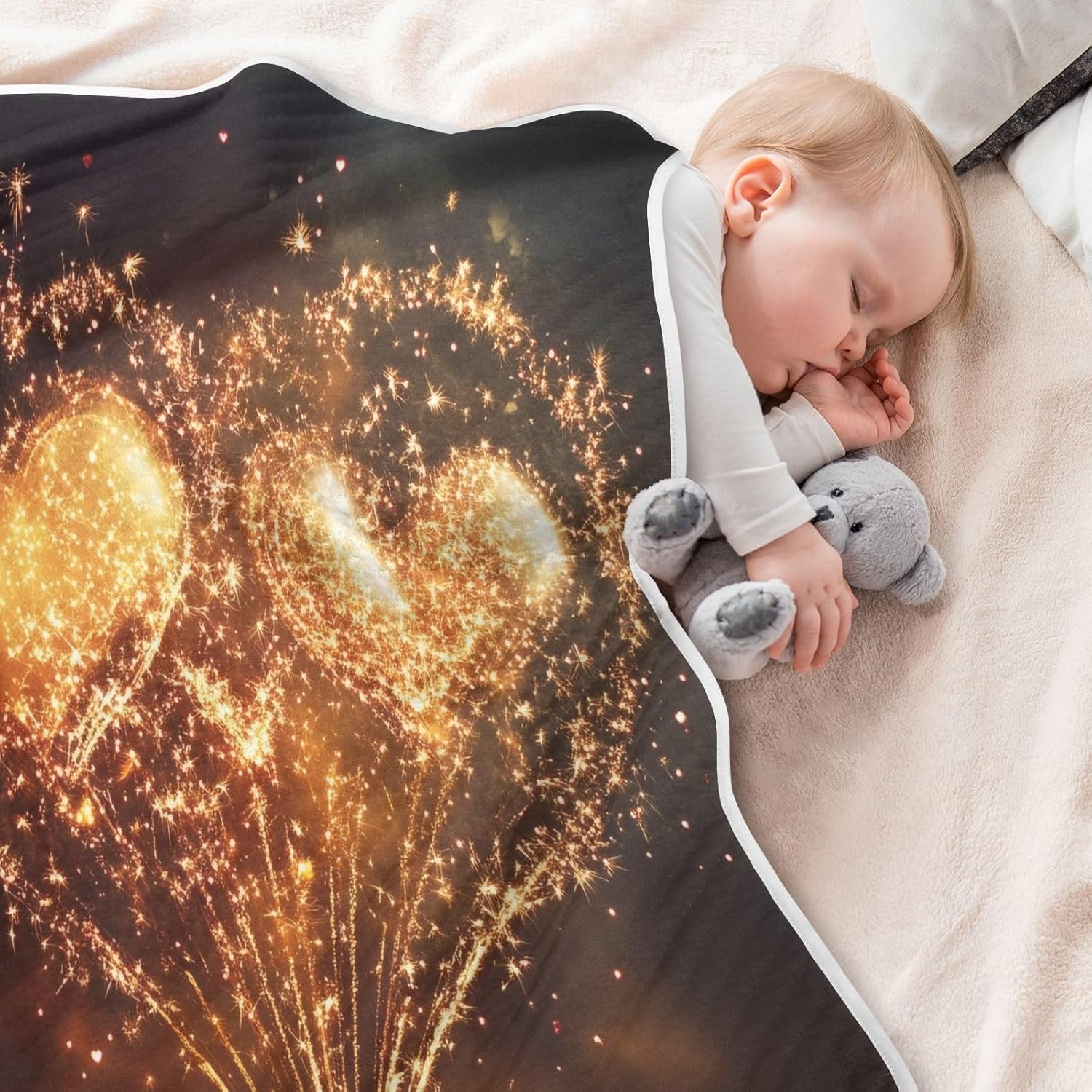 Burbuja Gold Heart Baby Blanket for Boys Girls 30x40