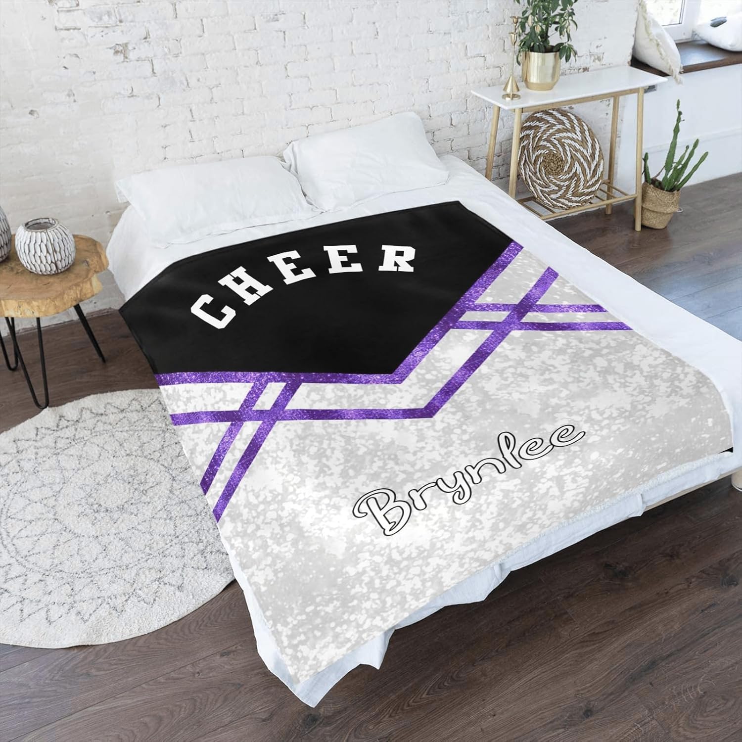 Custom Personalized Baby Blanket with Name Black Purple 30x40 Inches