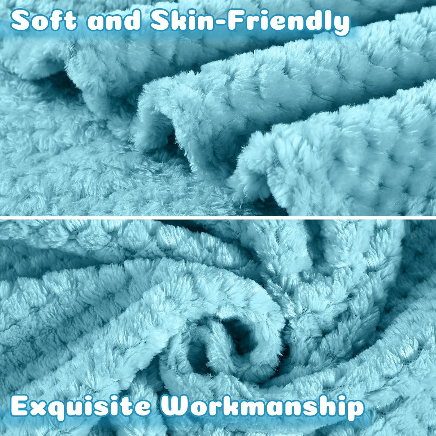 Reginary 4 Pack Waffle Flannel Baby Blankets Light Blue