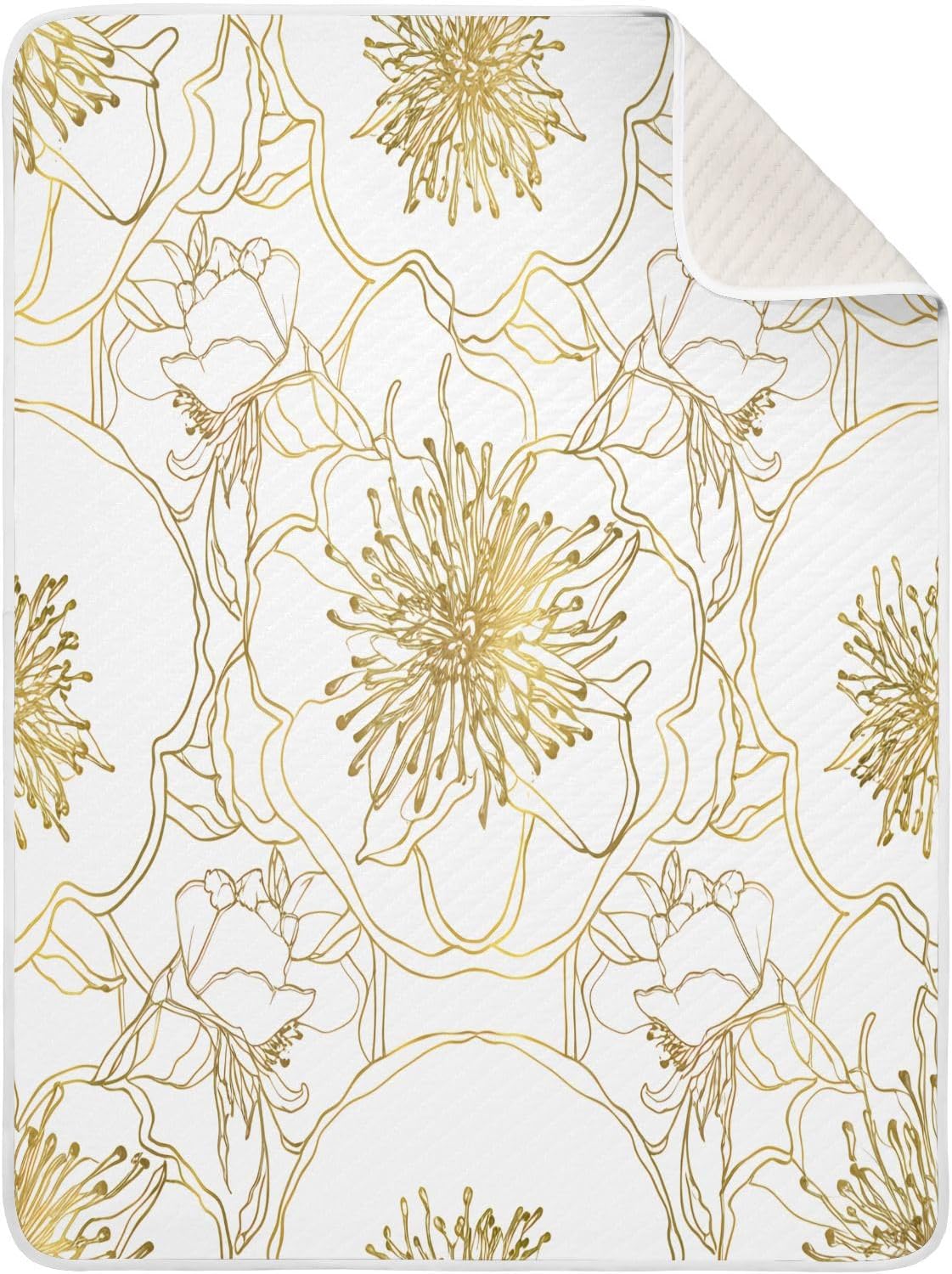 Wassud Elegant Flowers Gold Baby Blanket for Boys Girls