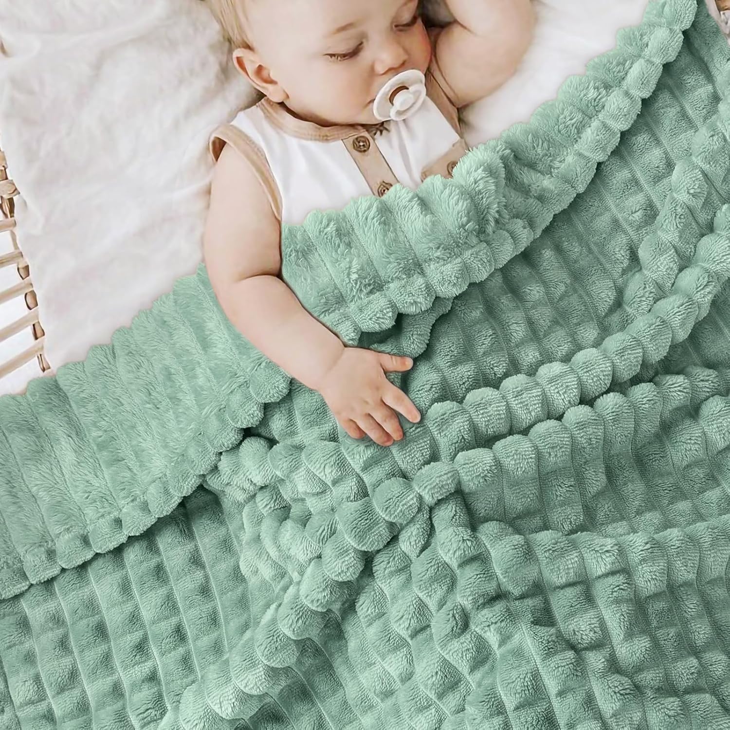 Yameishy Fleece Baby Blanket - 30x40 Inch Ultra Soft 3D Grid Design