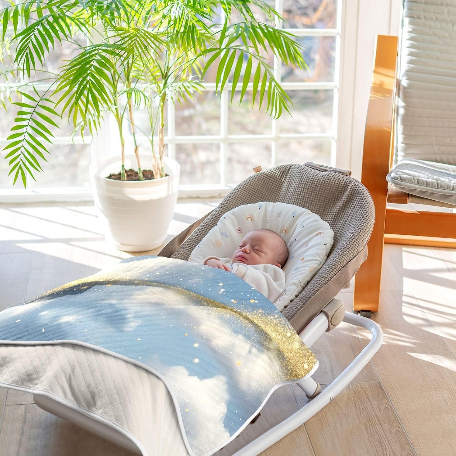 Wassud Golden Glitter and Clouds Baby Blanket 30x40