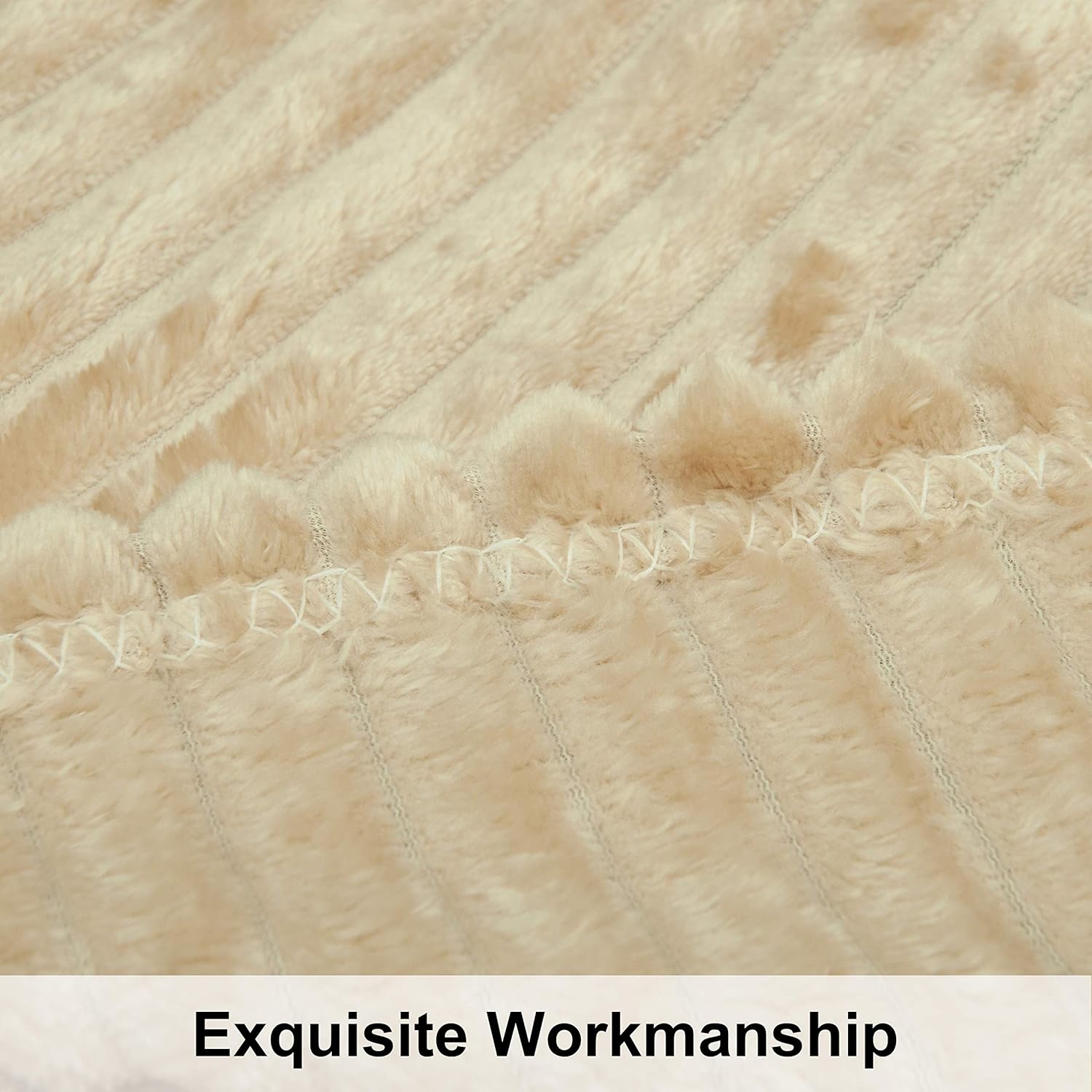 NTBAY Flannel Fuzzy Toddler Blanket Reversible Stripes 30x40 Inches Khaki