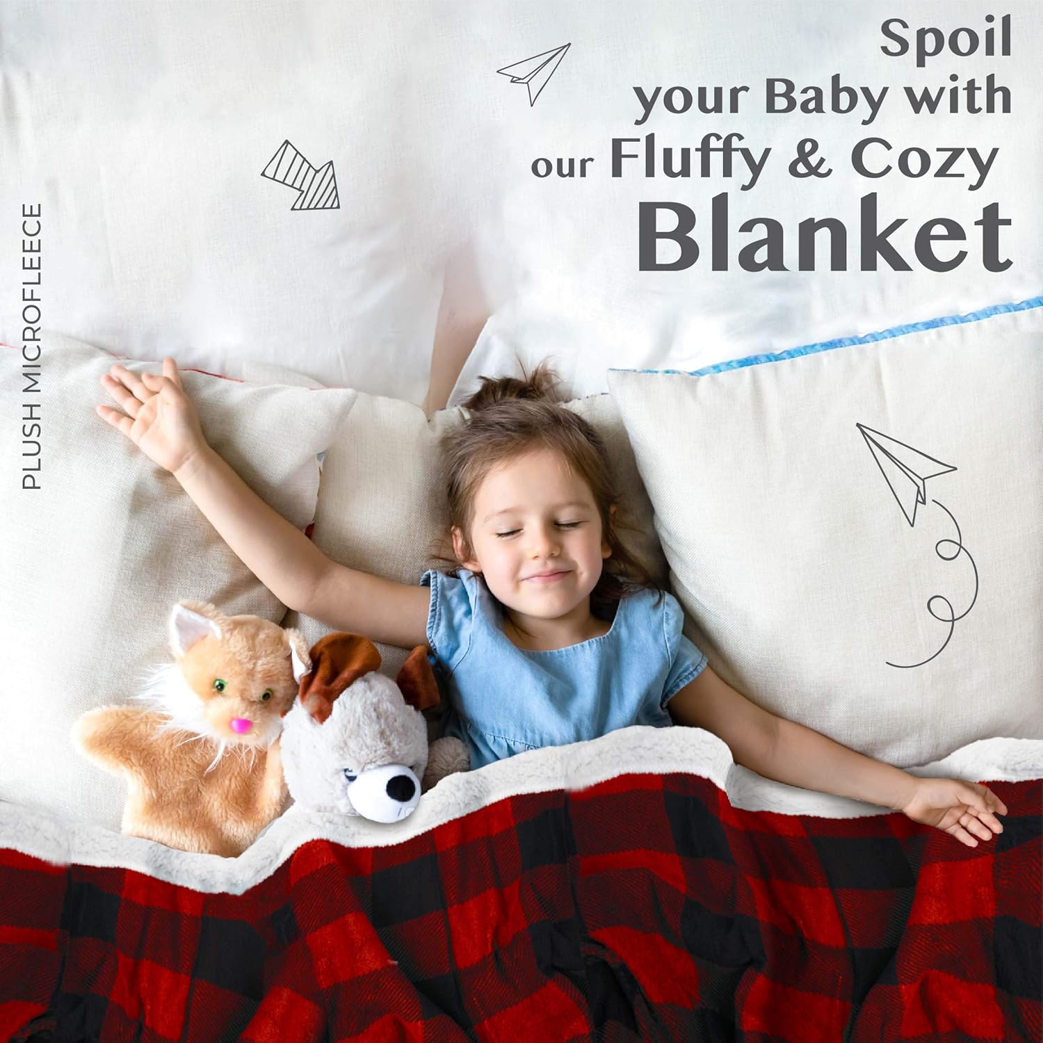 TrailCrest Ultra Soft Sherpa Fleece Plaid Baby Blanket 1
