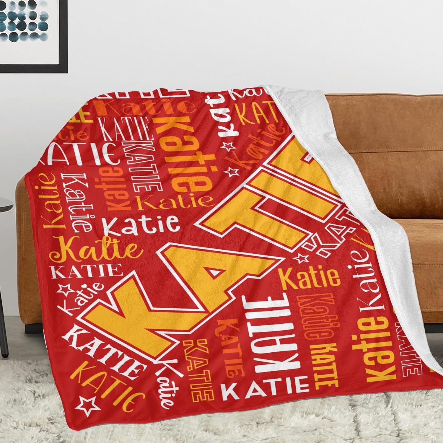 OAHEDIAM Personalized Baby Blanket with Name Red 30x40 Inches