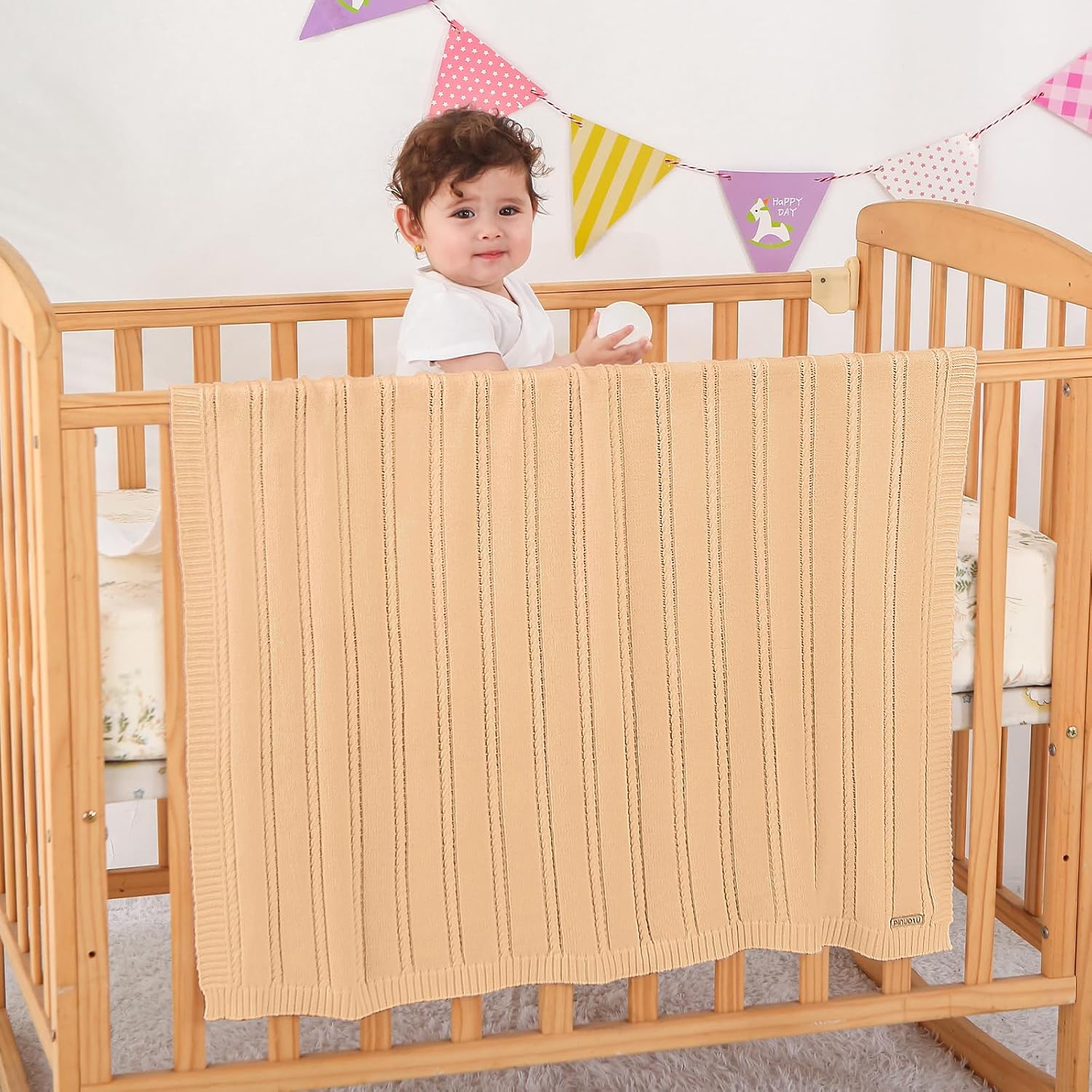 Pinuotu Cotton Twisted Rope Baby Blanket Soft Breathable 31x40 Inches