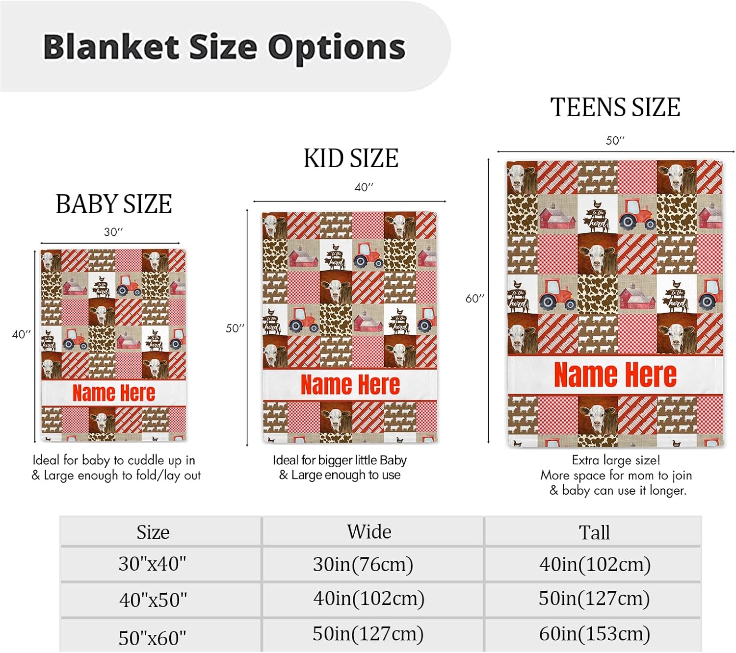 Personalized Red Tractor Minky Baby Blanket with Name