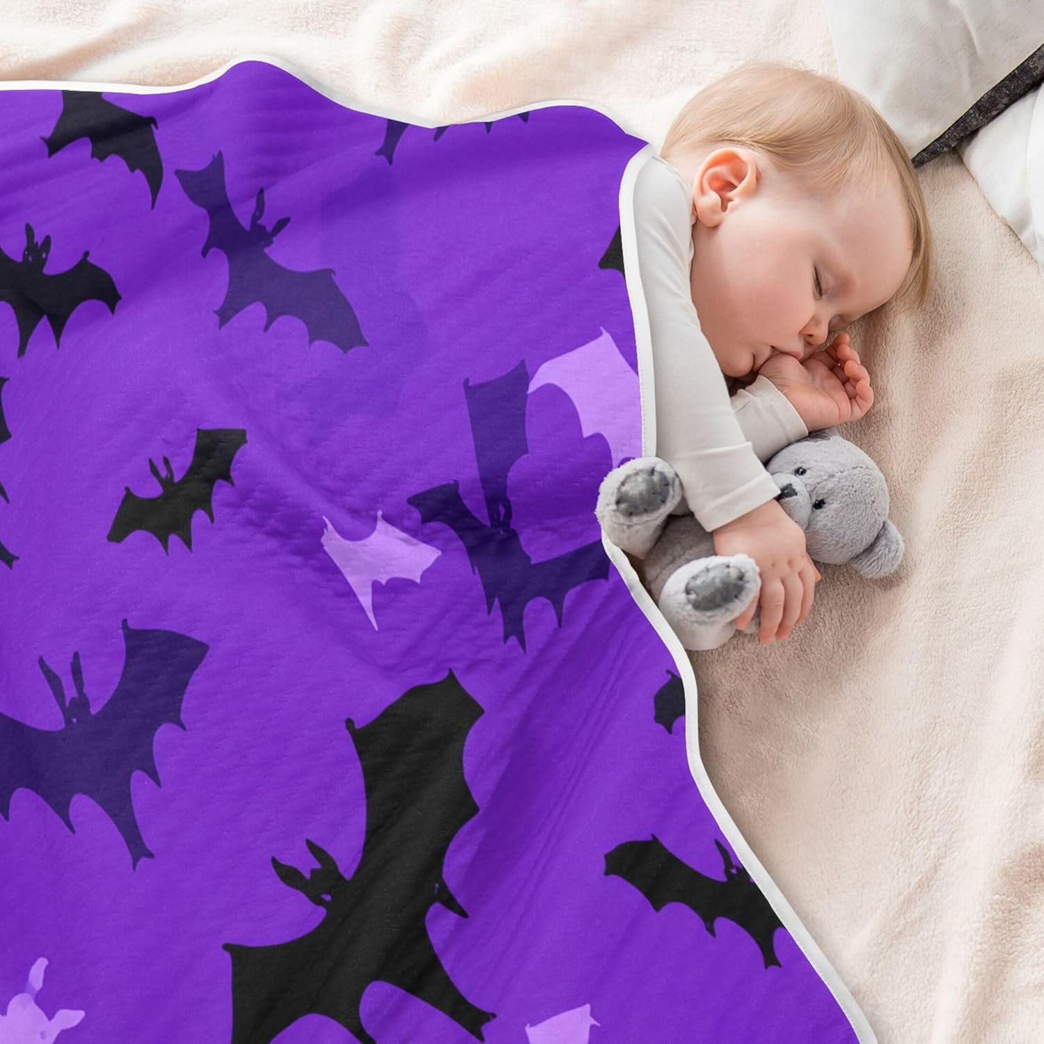 Burbuja Purple Black Bats Baby Blanket 30x40