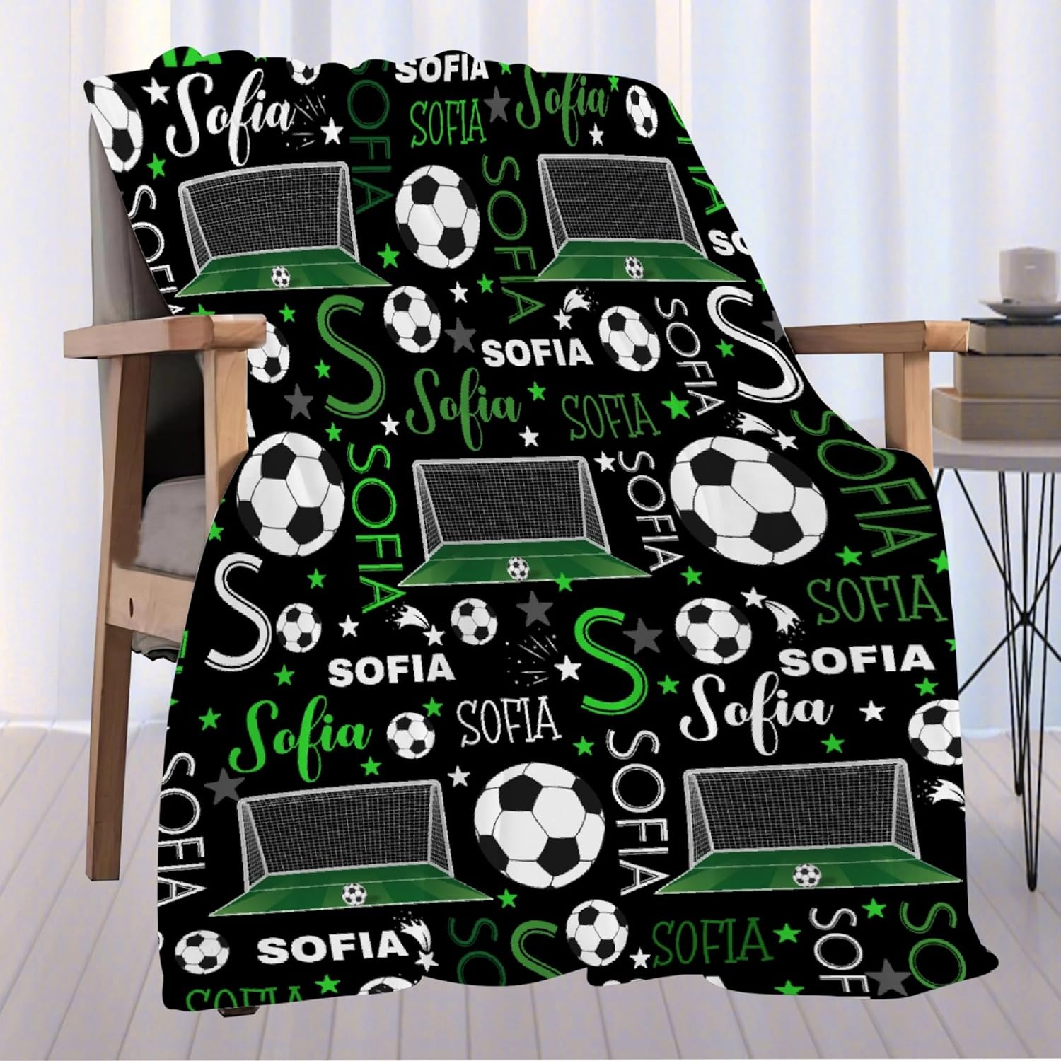 Custom Soccer Name Blanket - Personalized Baby Blanket for Nursery