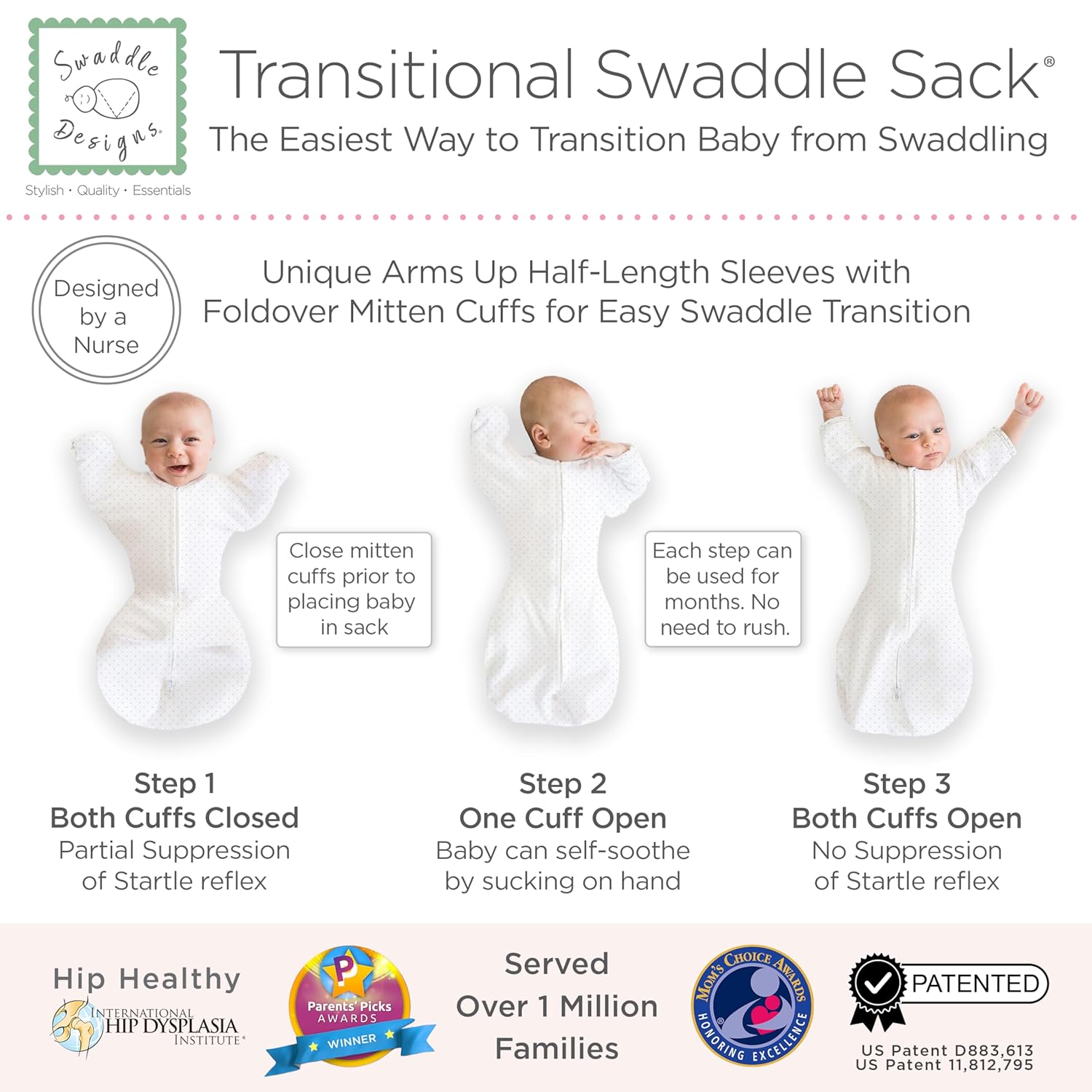 SwaddleDesigns Sterling Dots Transitional Swaddle Sack