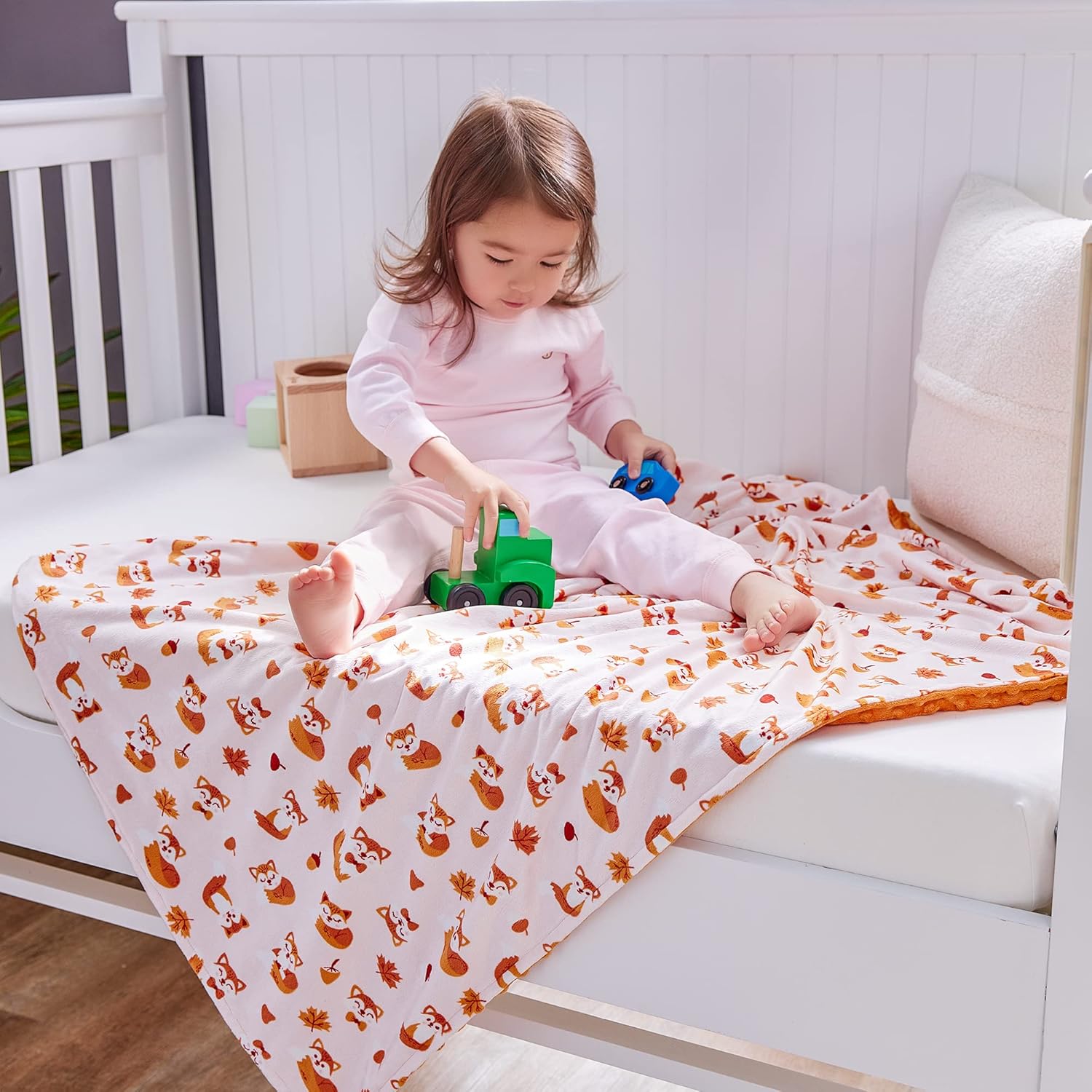 DaysU Silky Micro Plush Baby Blanket with Fox Print 1