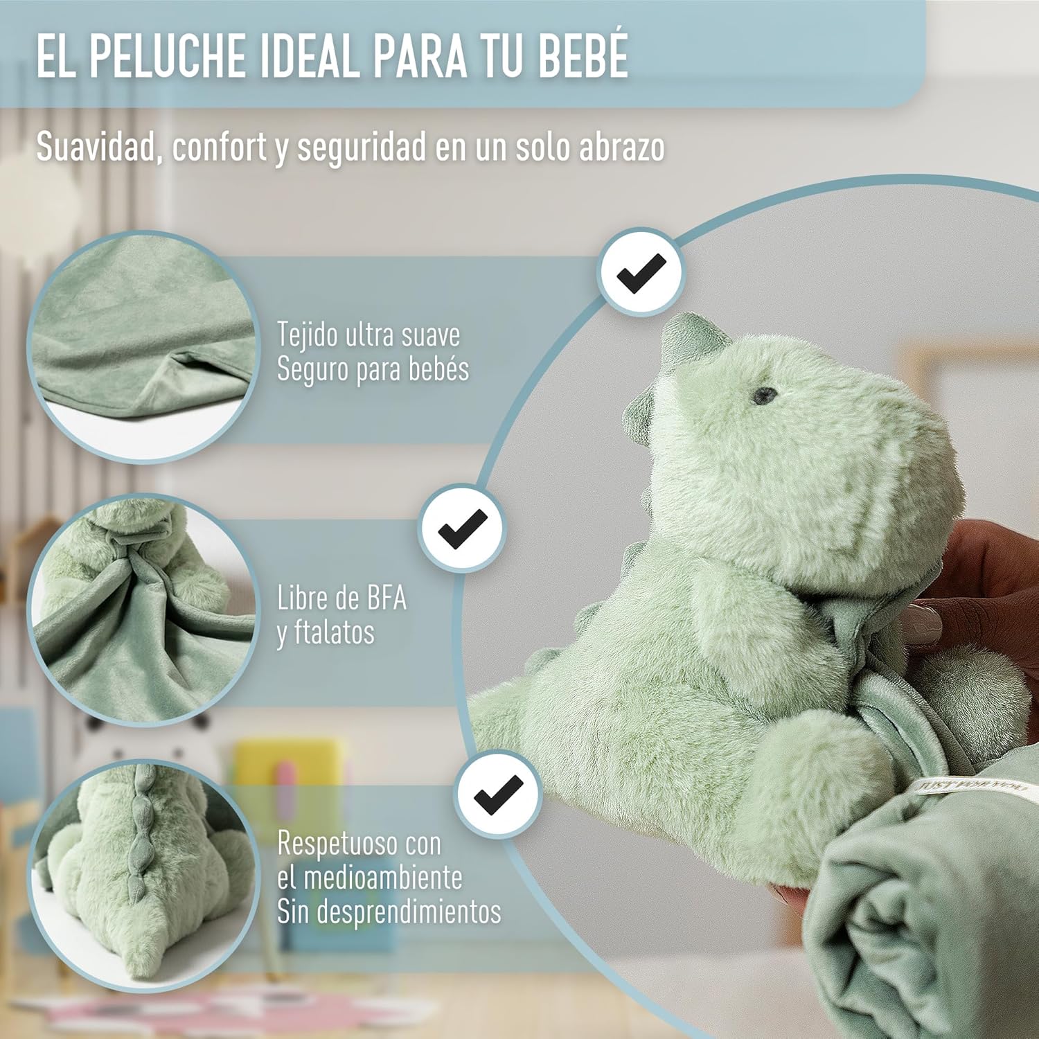 Baby Lovey Super Soft Green Dinosaur Blanket