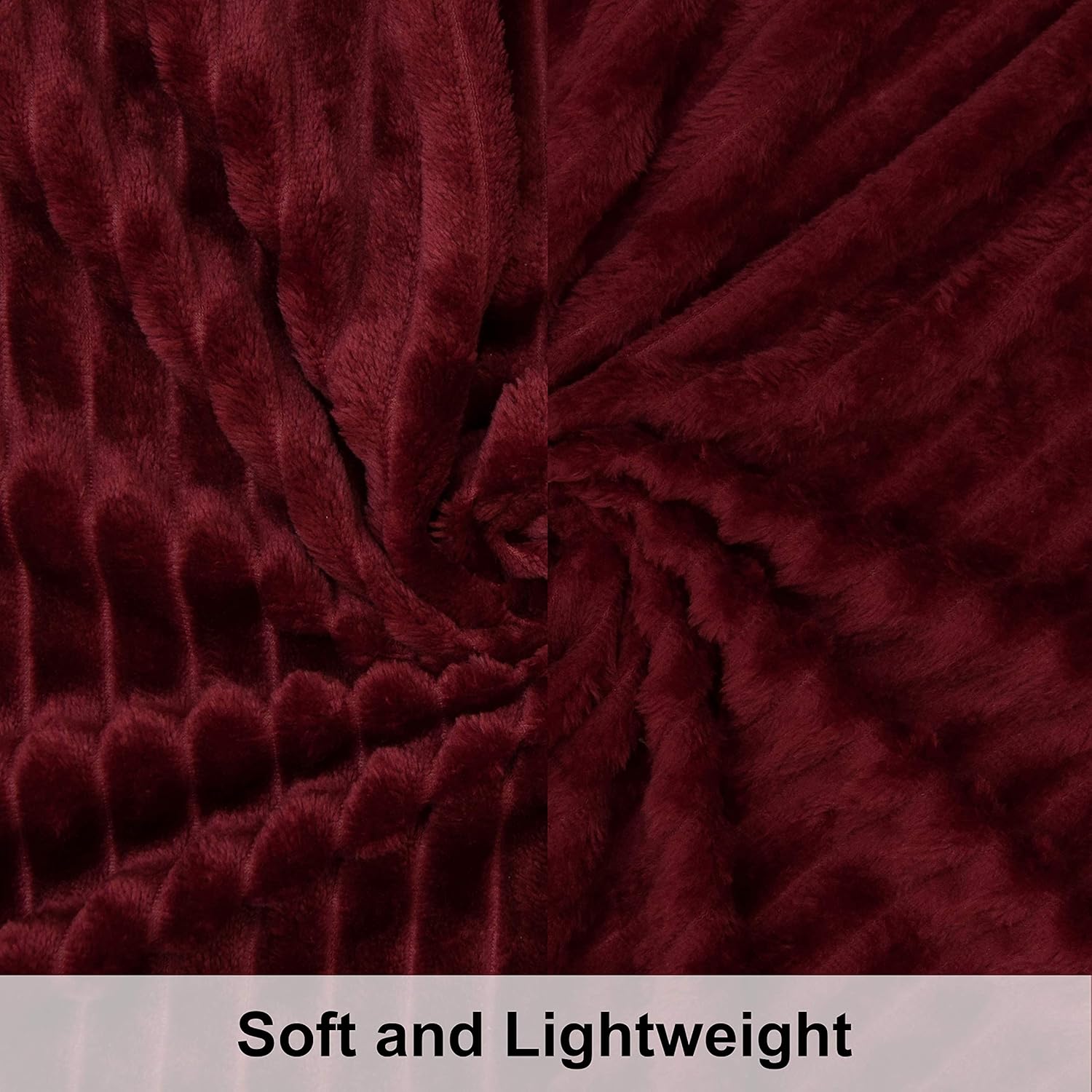 NTBAY Flannel Fuzzy Toddler Blanket - Reversible Stripes Wine Red 30x40 Inches