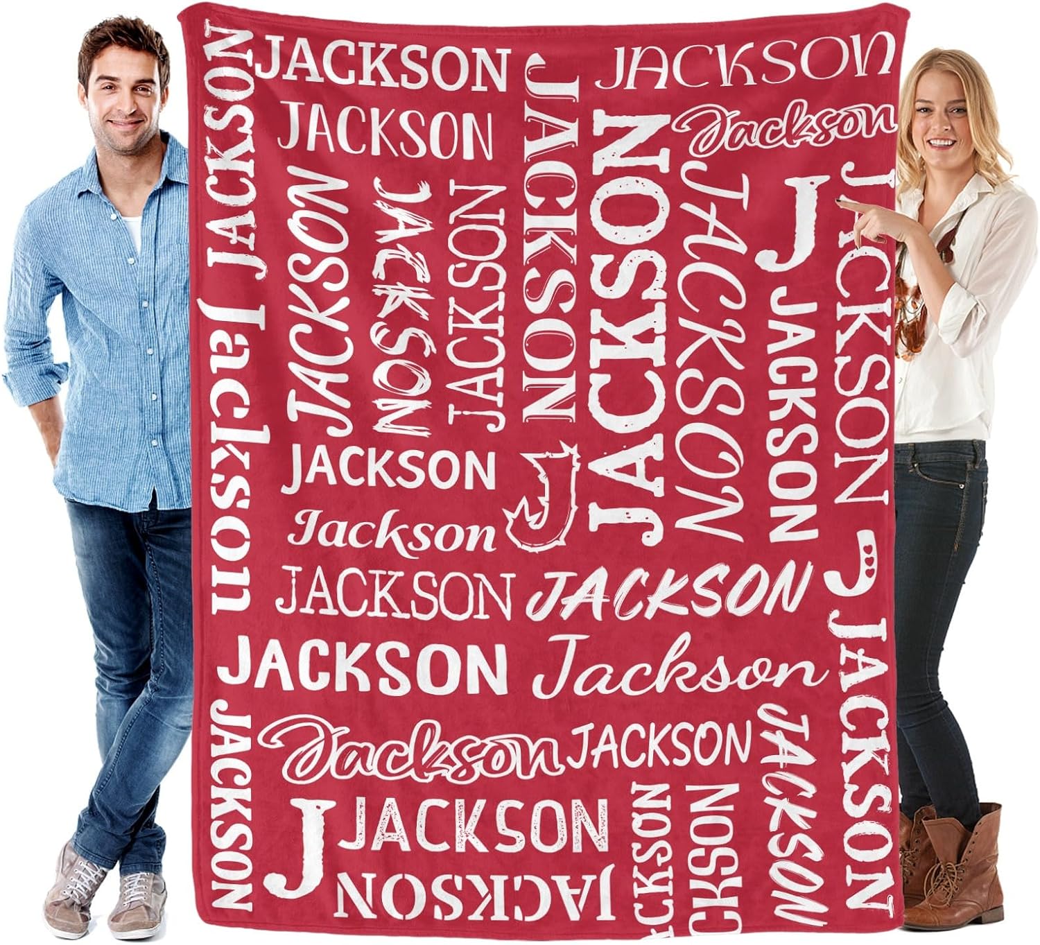 Deven Name Text Red Personalized Baby Blanket - 30x40 Inches