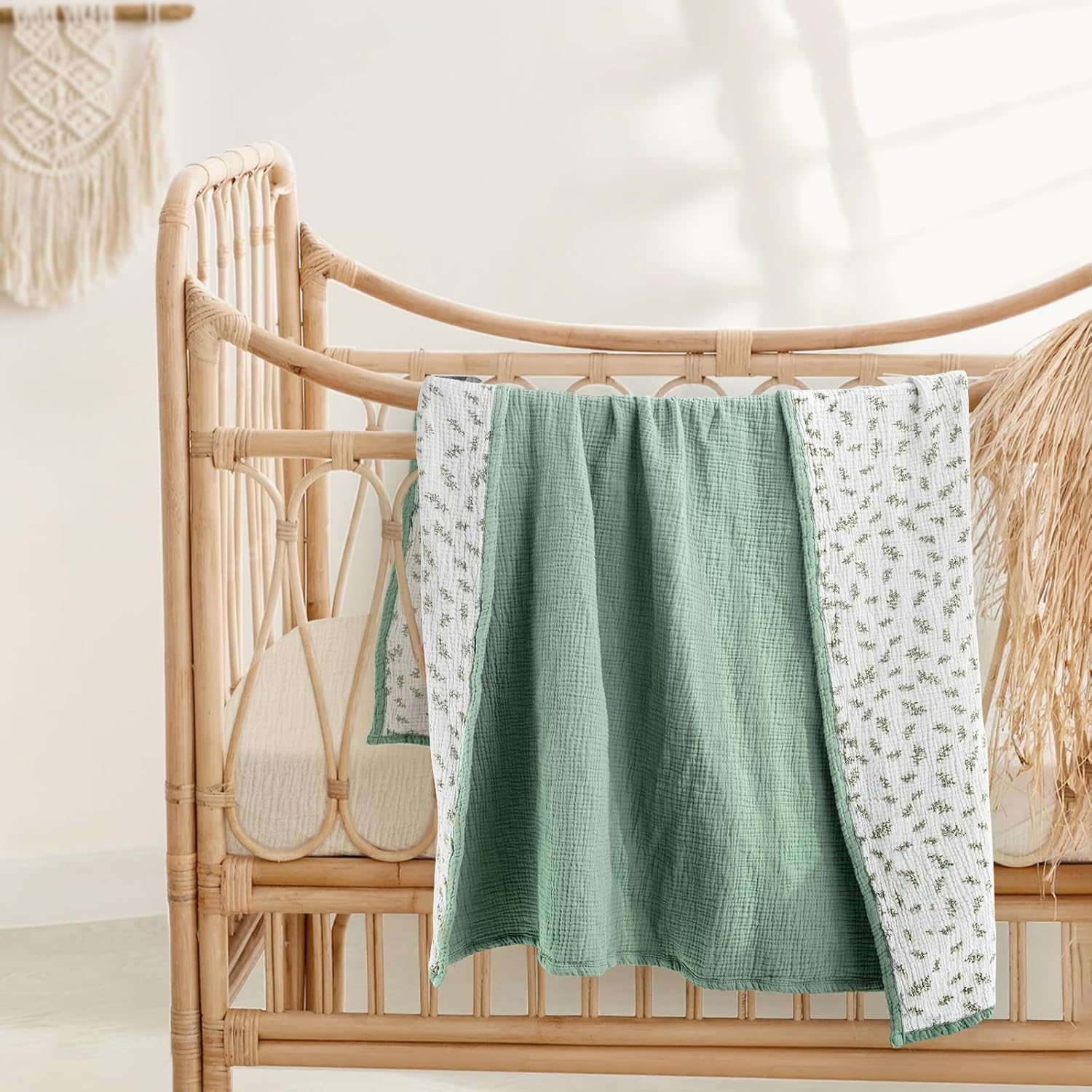Lulu Moon Muslin Quilt Blanket 47x47 Inches Lotusleaf Tree Design