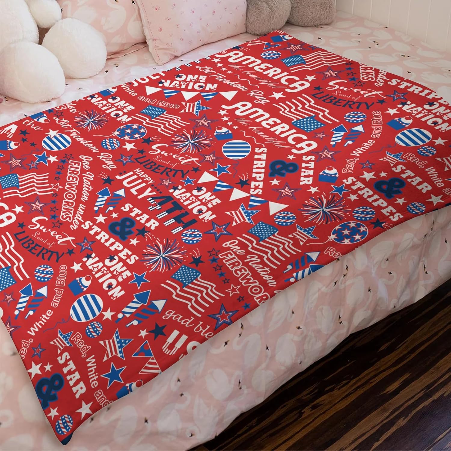 Patriotic 4th of July Baby Blanket with Stars and Stripes