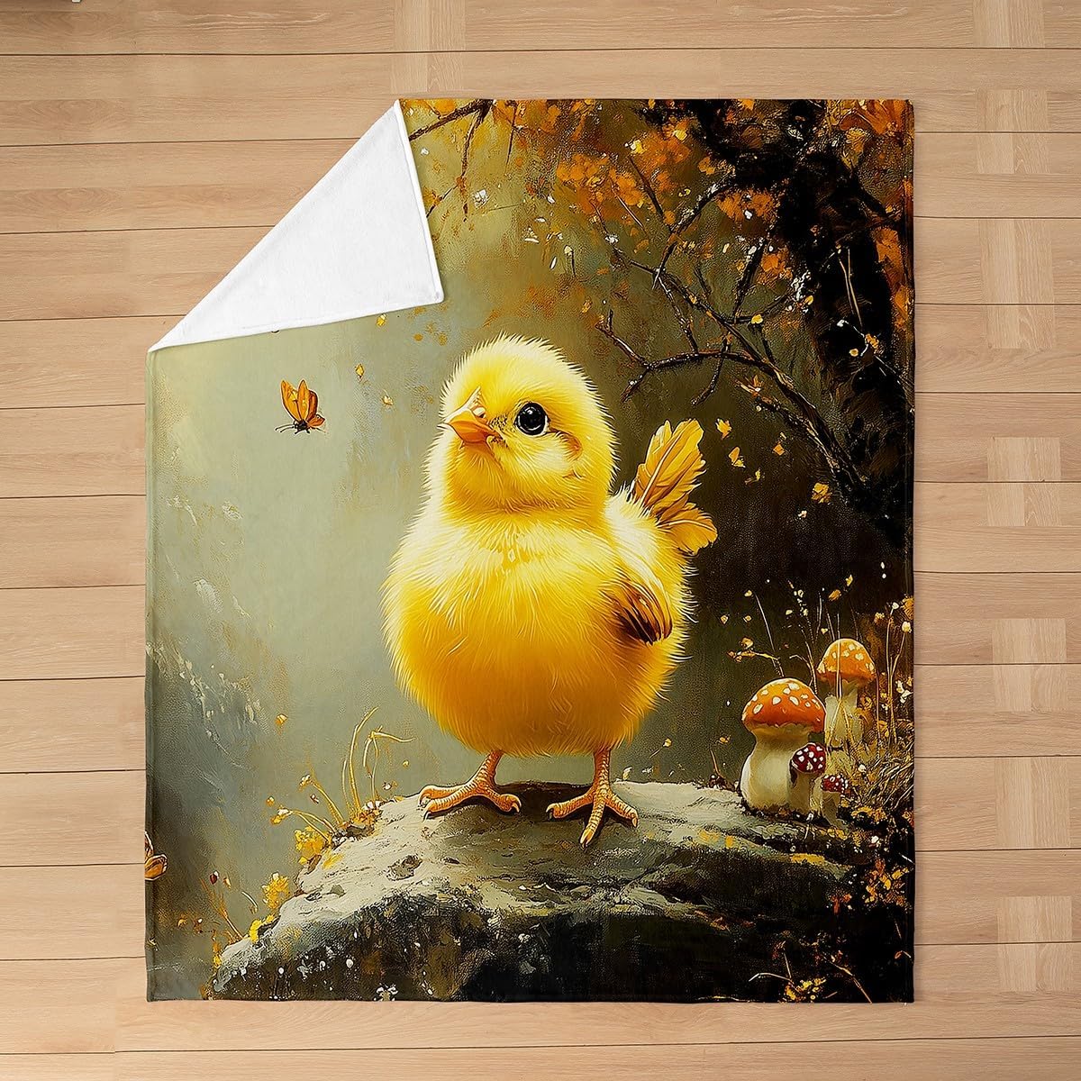 jejeloiu Cute Cartoon Chicken Fleece Throw Blanket 90x90