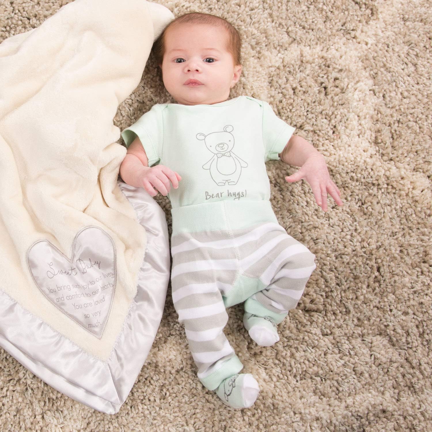 Sweet Baby Silver Silk Edge Royal Plush Blanket 30x40