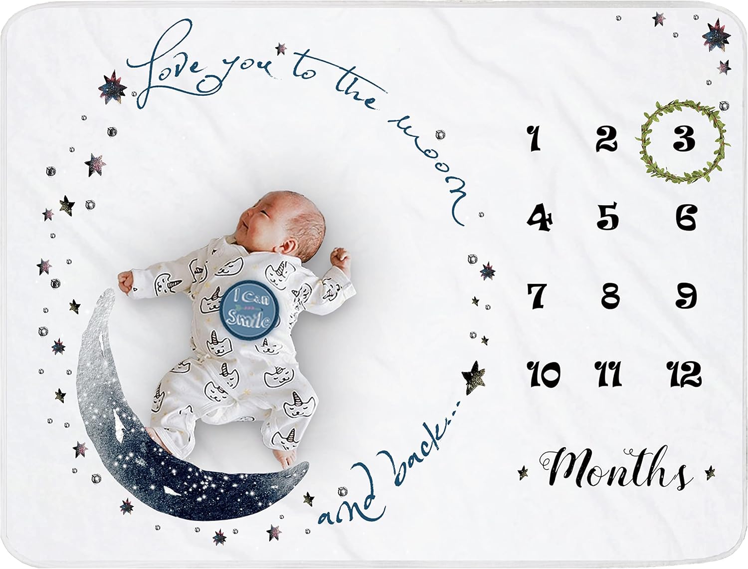 Yoothy Moon Baby Monthly Milestone Blanket - Boy Girl