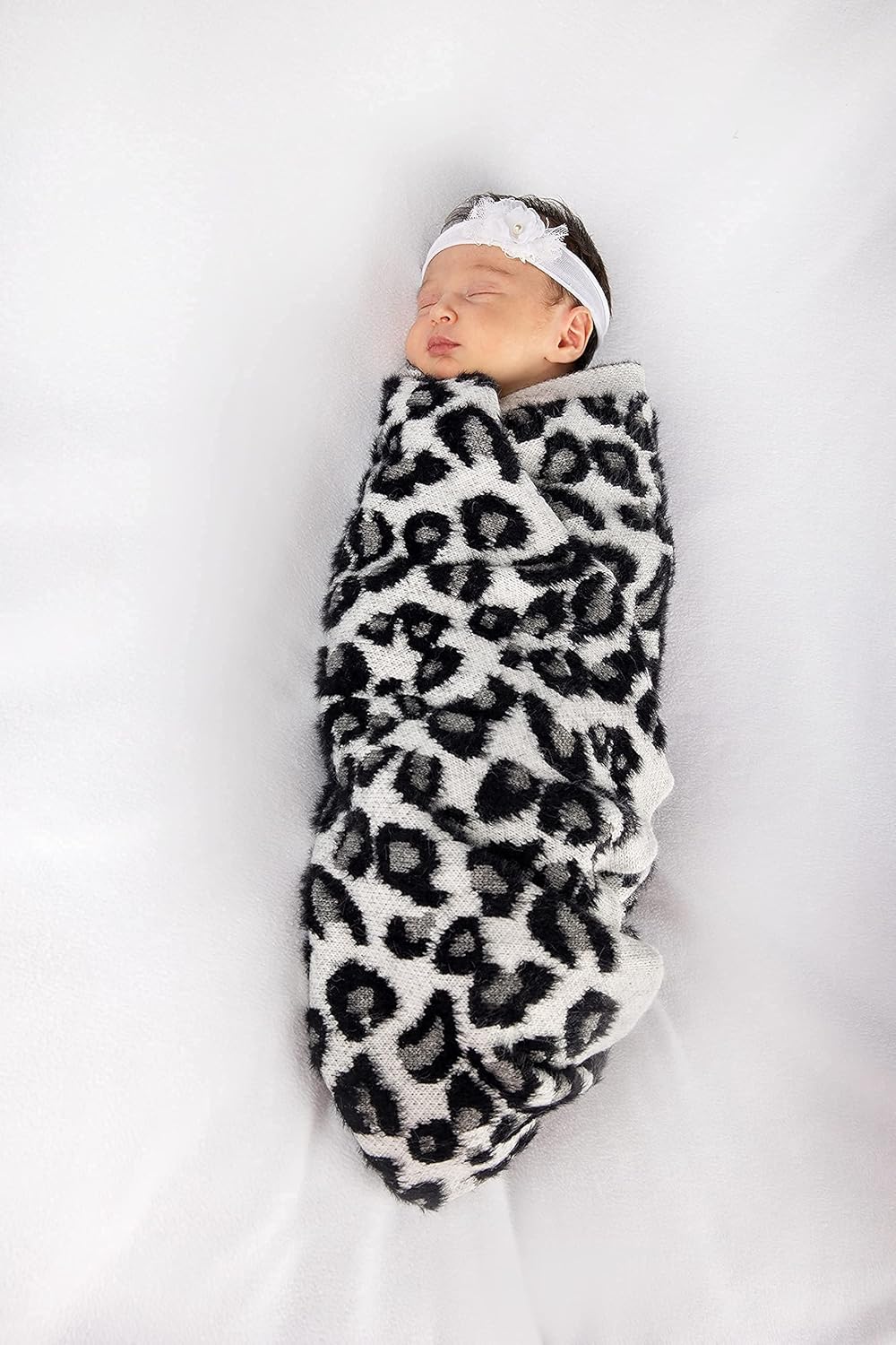 Funky Junque Leopard Print Baby Blanket Ivory 30x35in