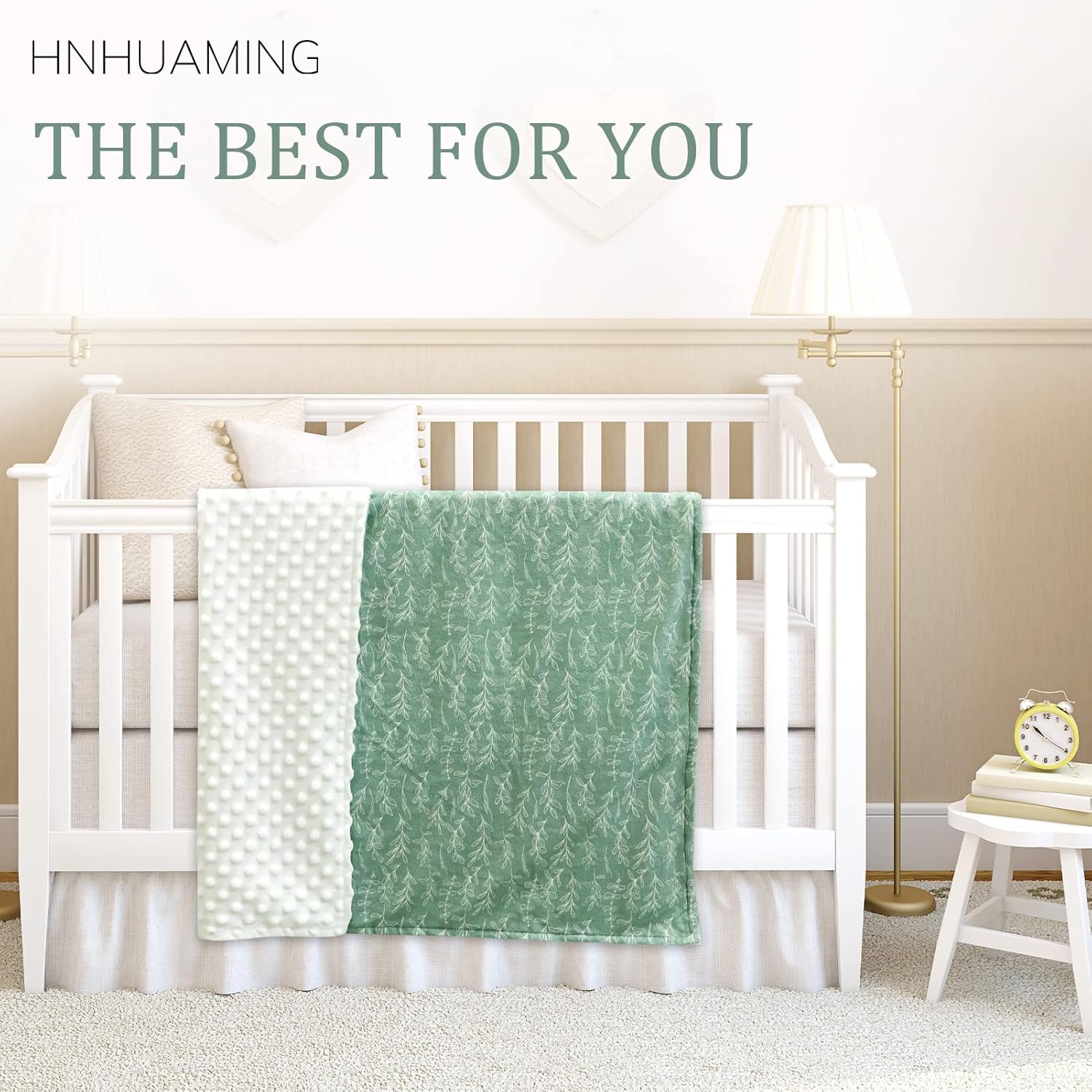 HNHUAMING Green Sage Baby Blanket 30x40 Inch