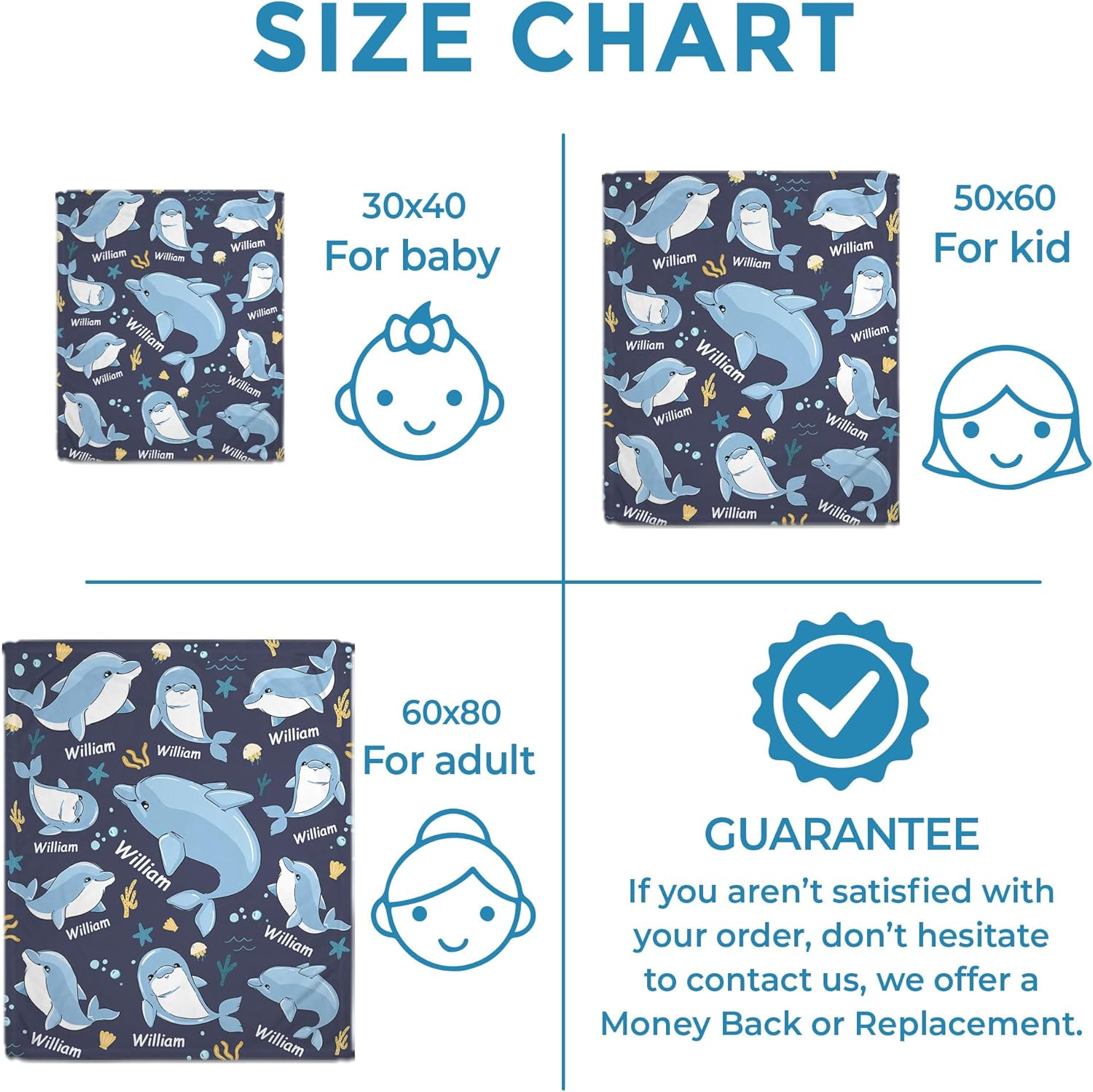 Hyturtle Personalized Baby Blanket - Dolphin Design for Newborns