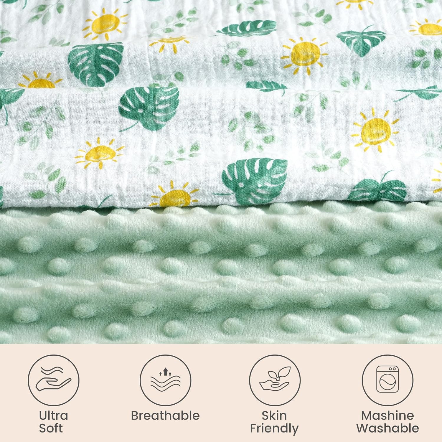 Davids Kids Muslin Minky Baby Blanket Leaf