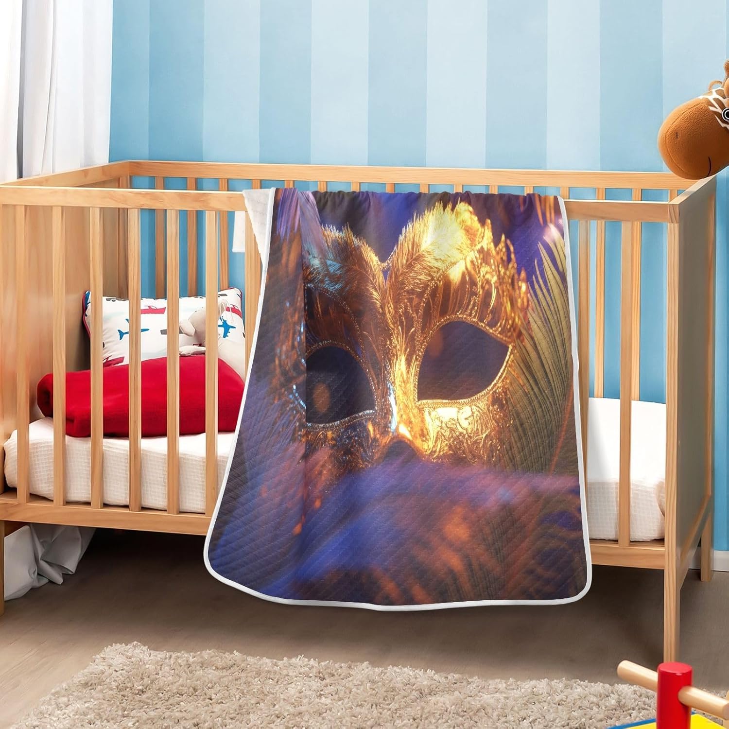 Burbuja Mardi Gras Baby Blanket 30x40 for Boys Girls