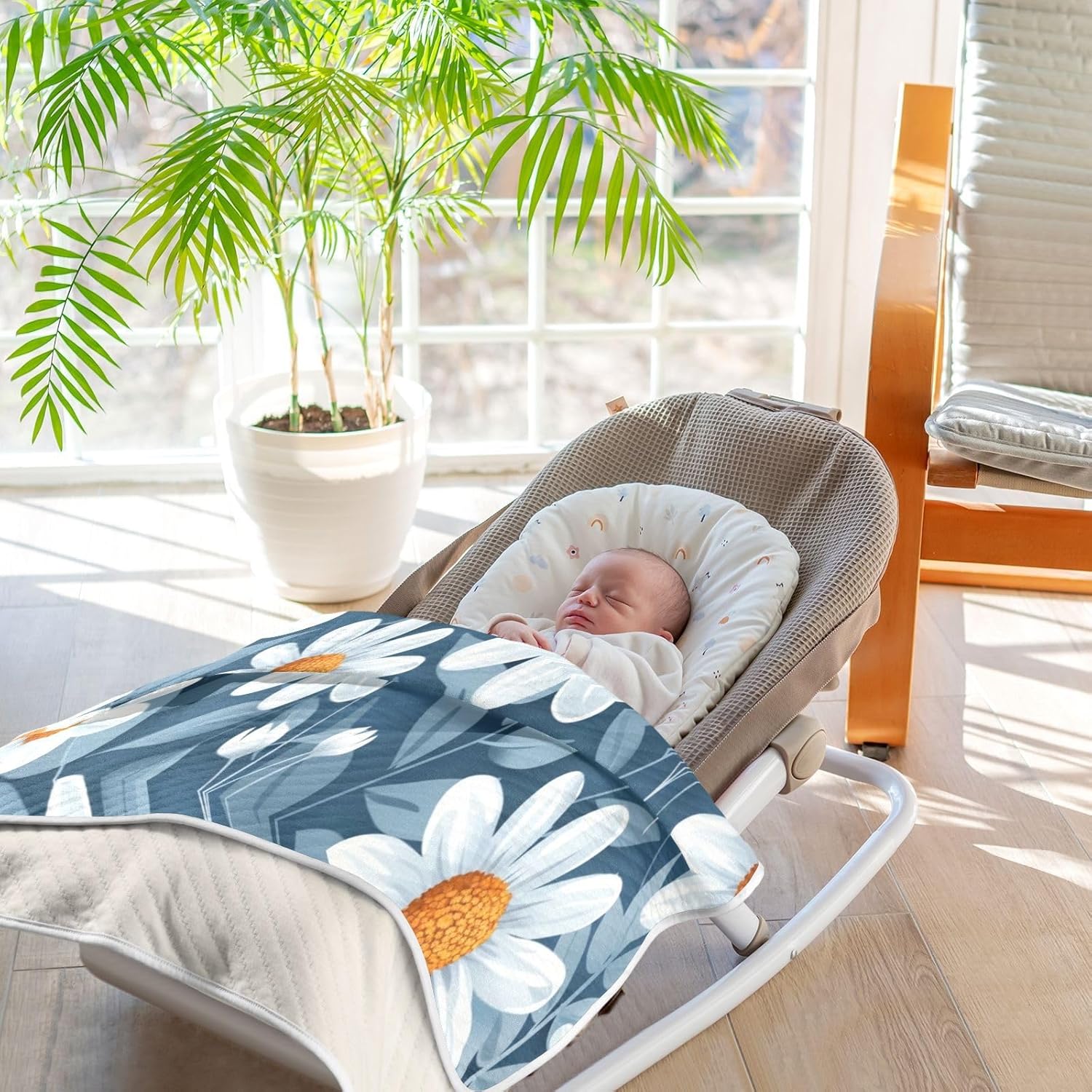 Soft Baby Blanket for Boys Girls 30x40 Inch Blue-White